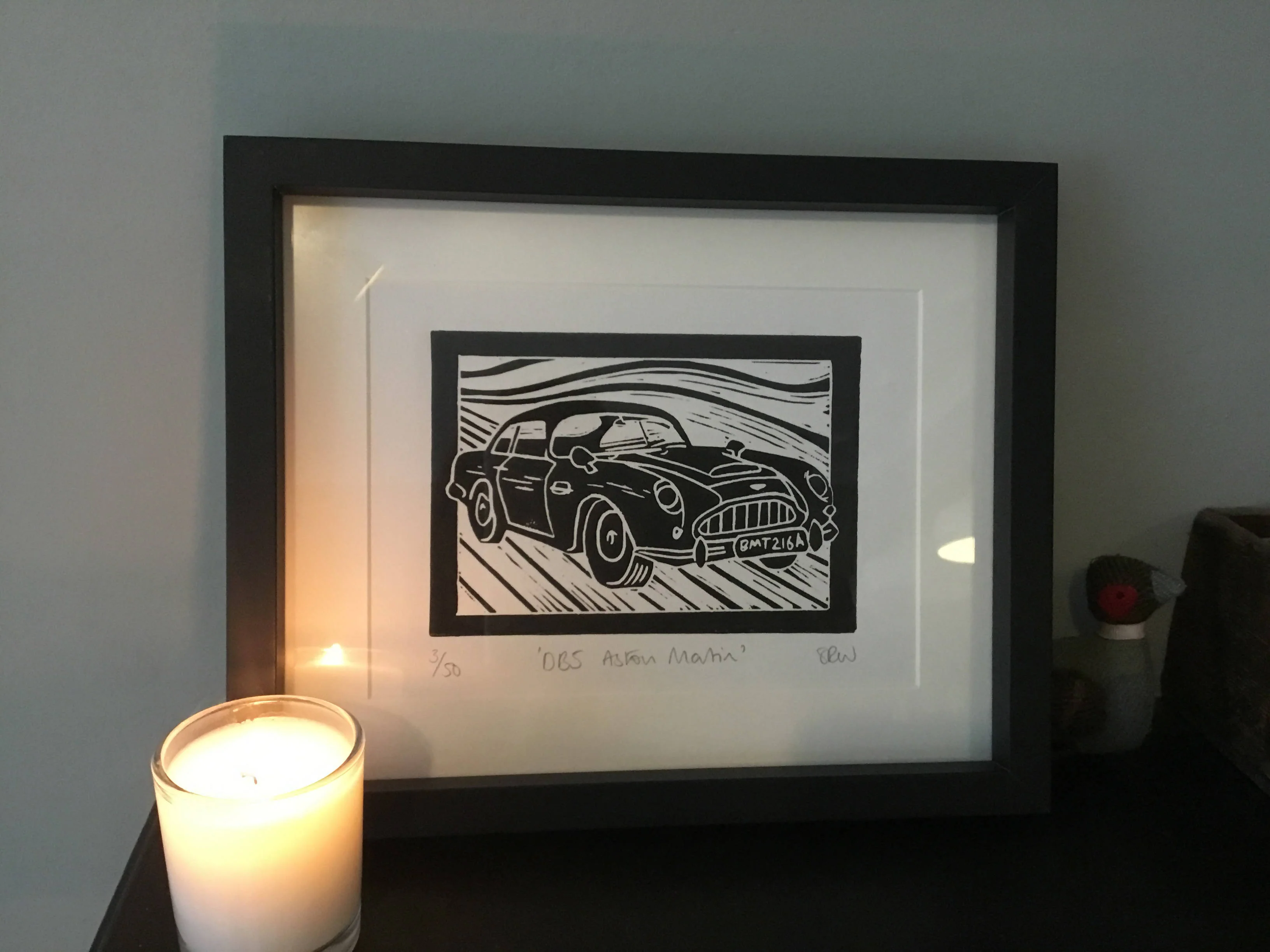 Aston Martin DB5 Framed Lino Cut Print - Image 6