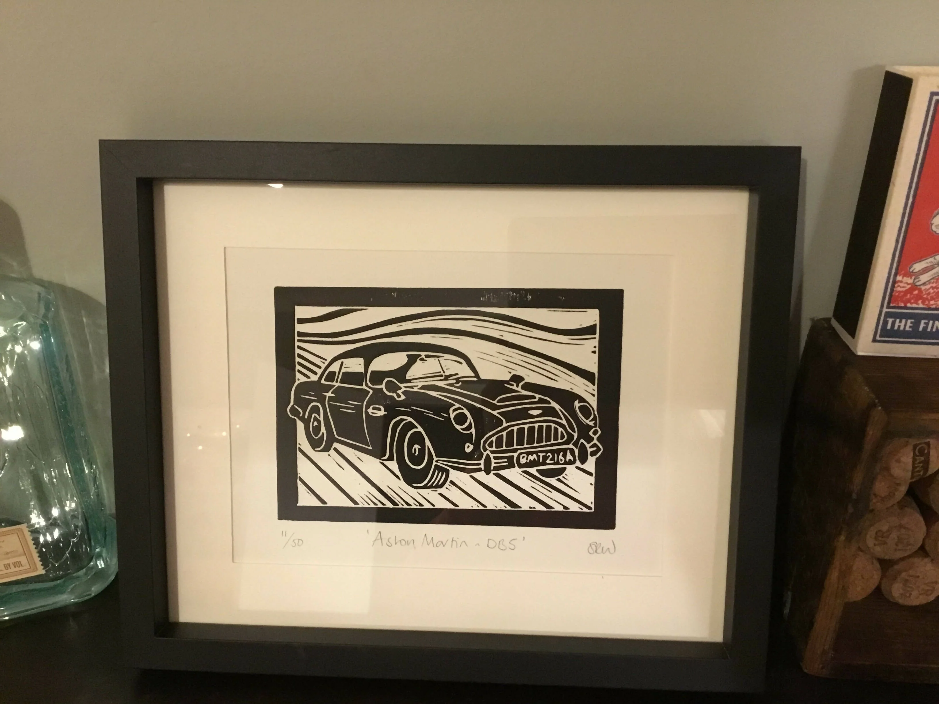Aston Martin DB5 Framed Lino Cut Print - Image 7