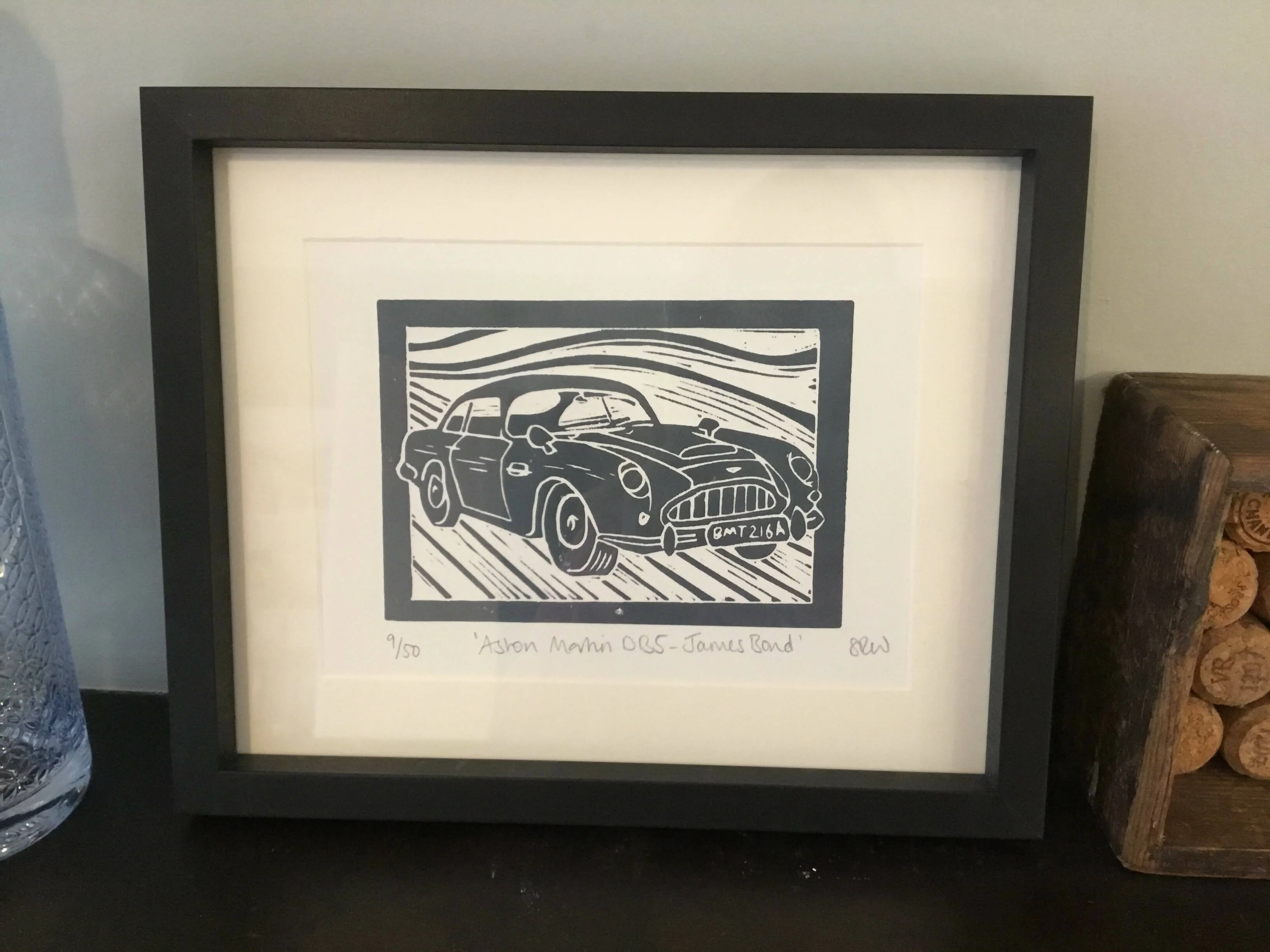 Aston Martin DB5 Framed Lino Cut Print - Image 8