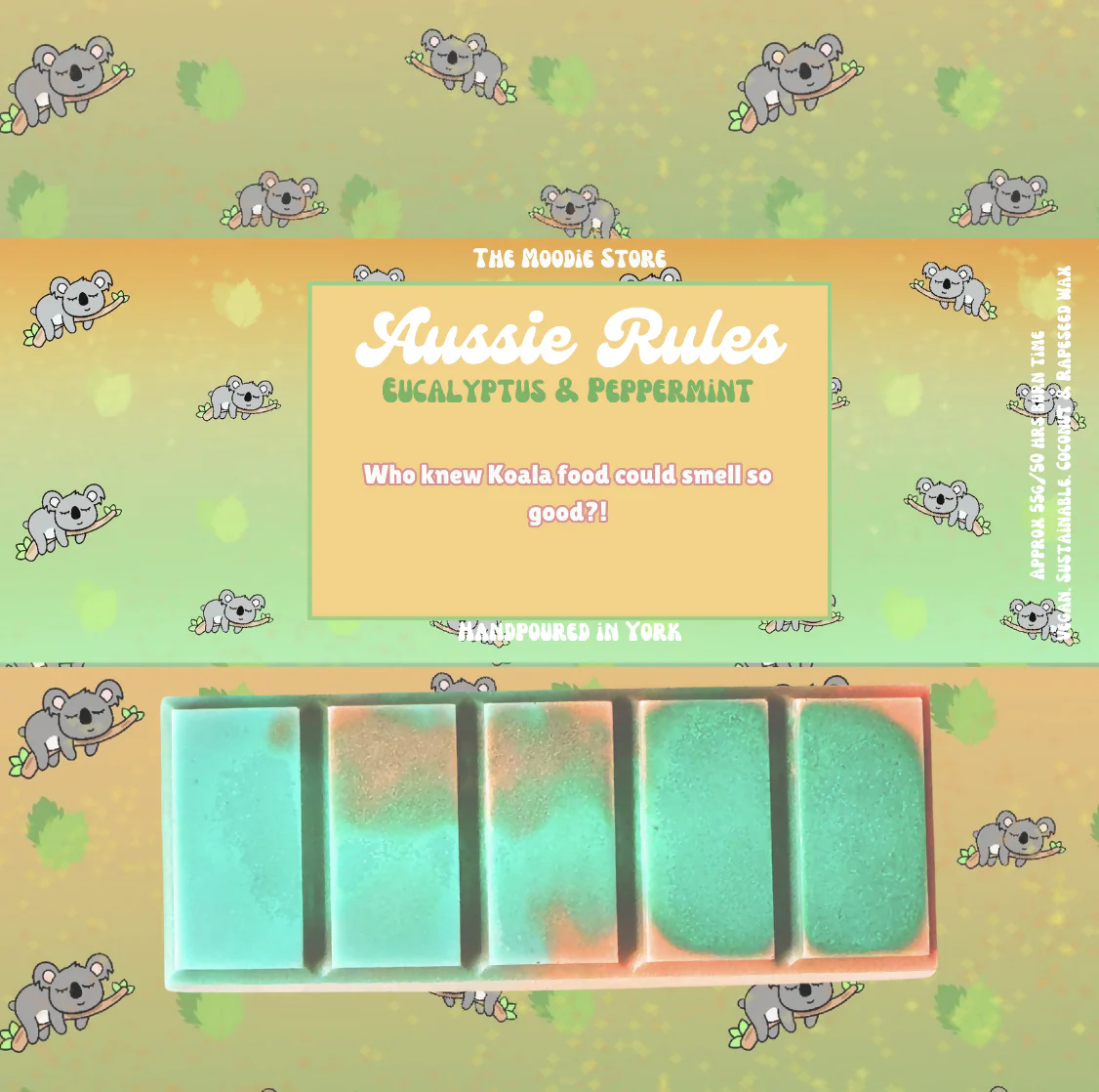 Aussie Rules - Peppermint & Eucalyptus Fragranced Vegan Wax Melt Snap Bar