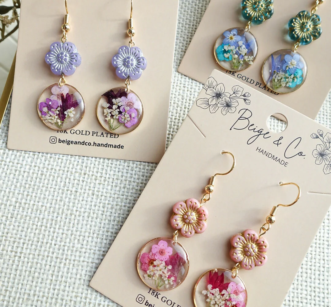 Real Flower Autumn Earrings
