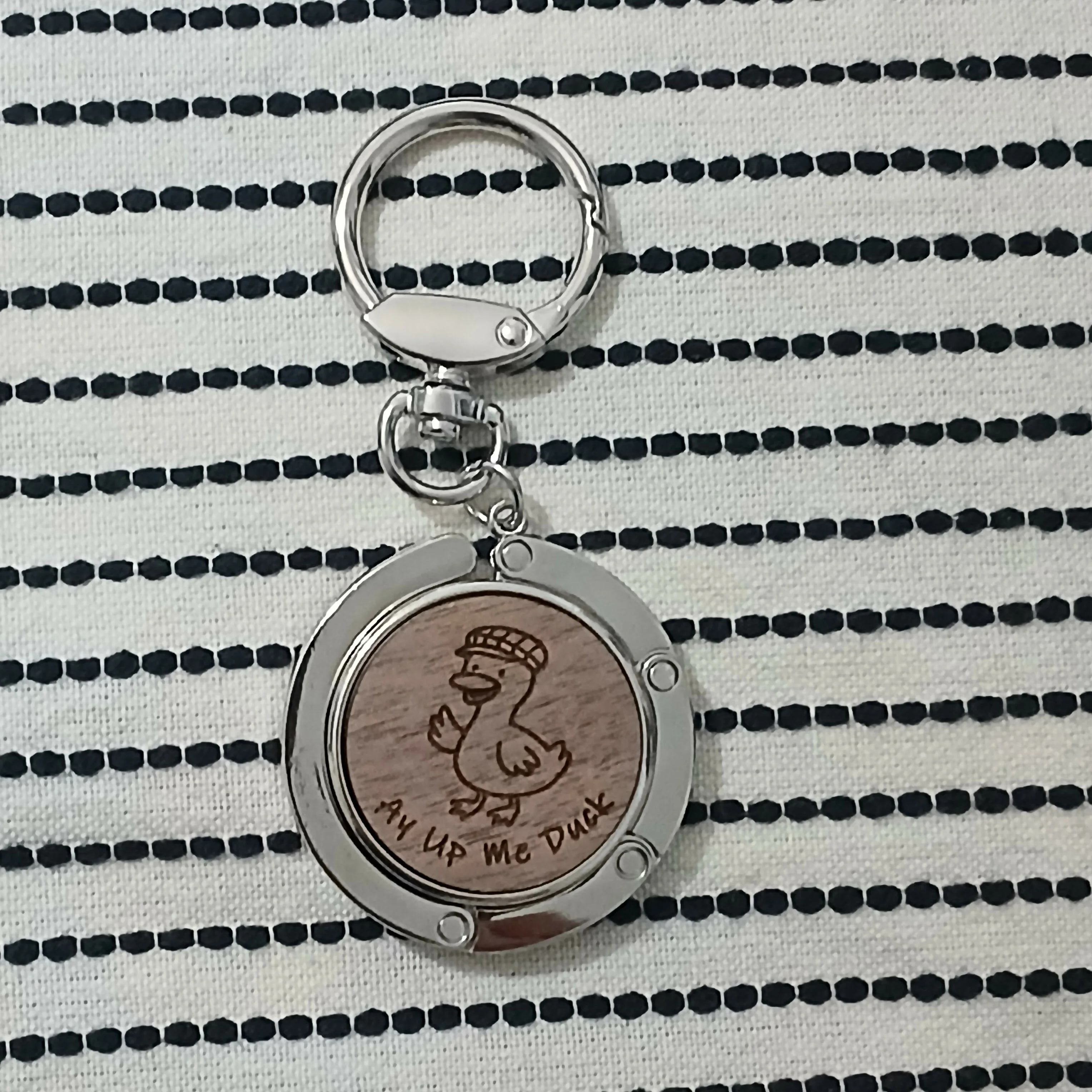 Ay Up Me Duck Bag Hanger with Key Ring