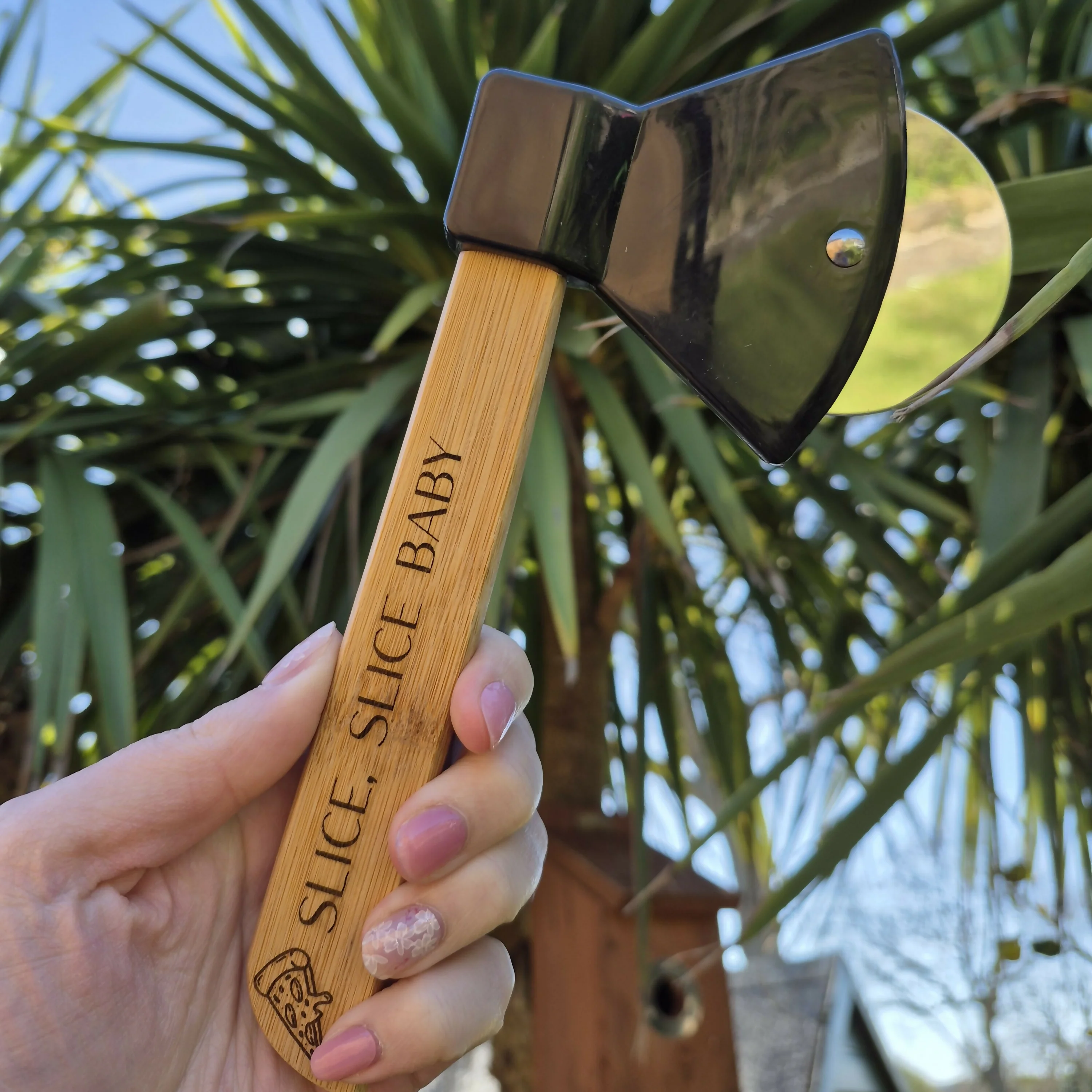 Bamboo Axed Shaped Pizza Cutter - Slice Slice Baby