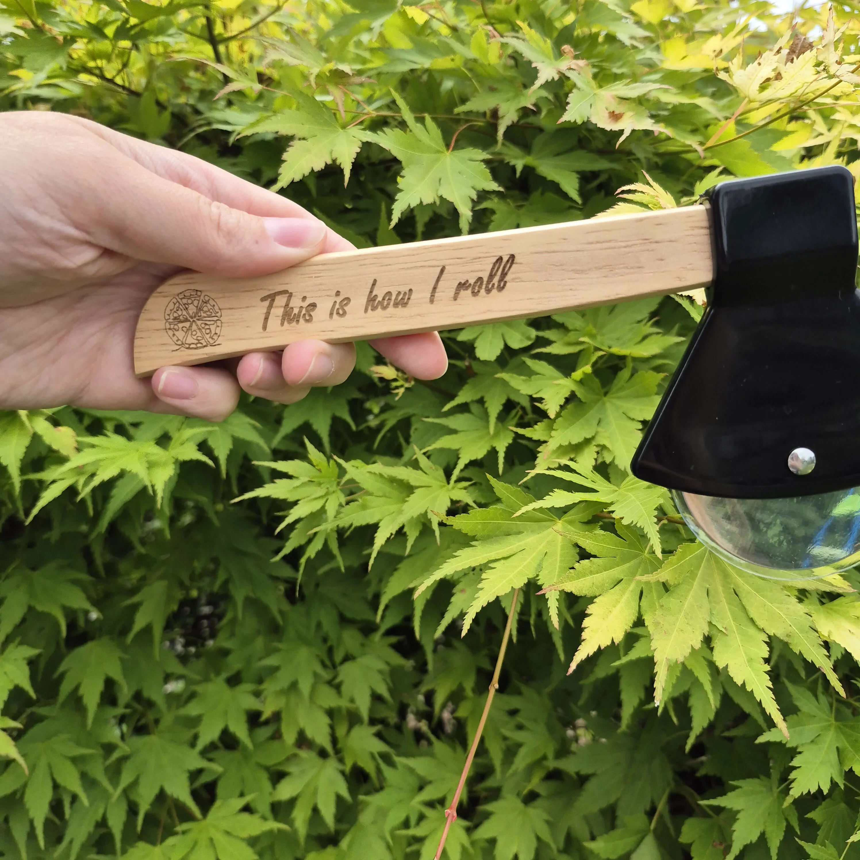 Bamboo Axed Shaped Pizza Cutter - This is how I roll - Image 4