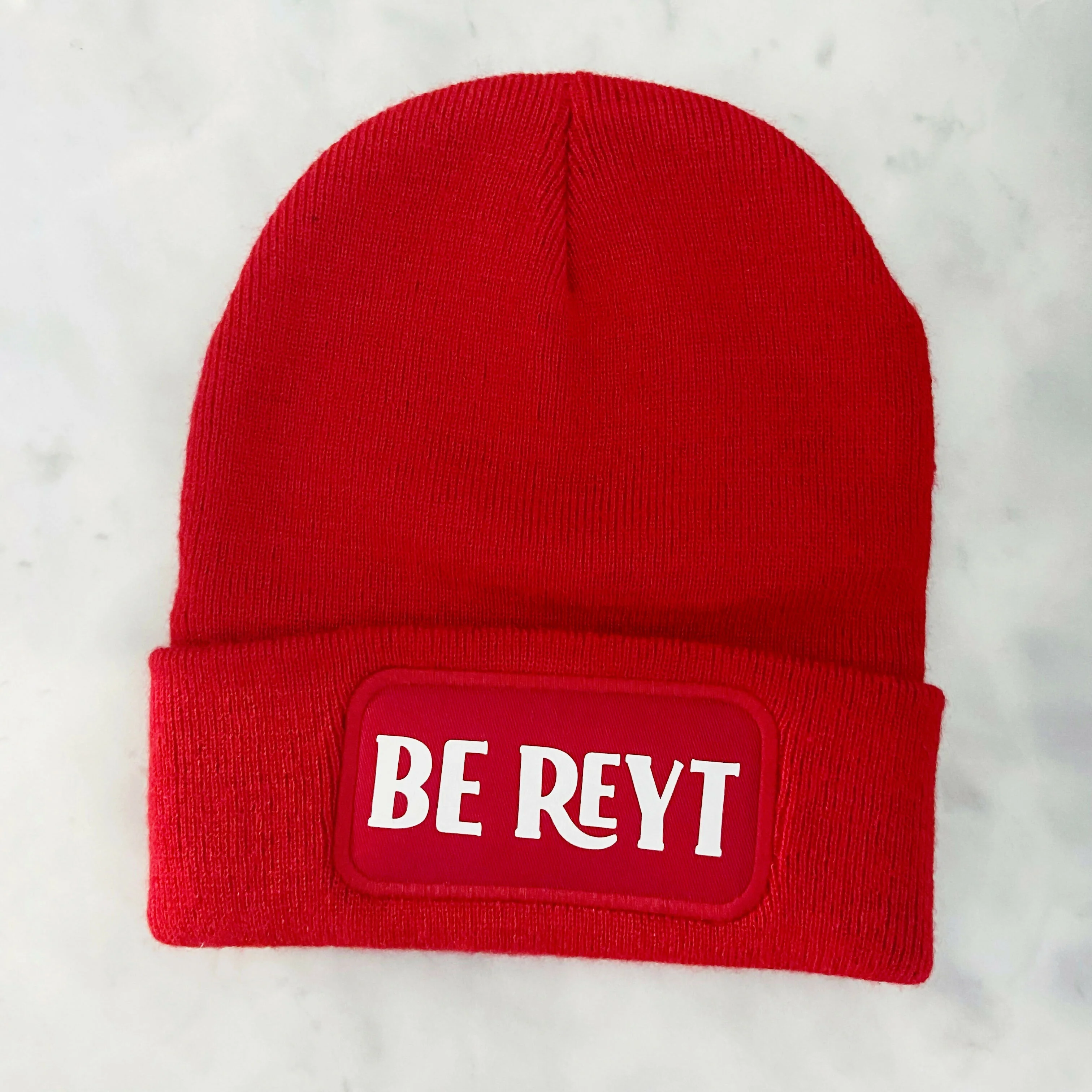 Be Reyt Cuffed Rectangular Patch Beanie Hat - Image 2