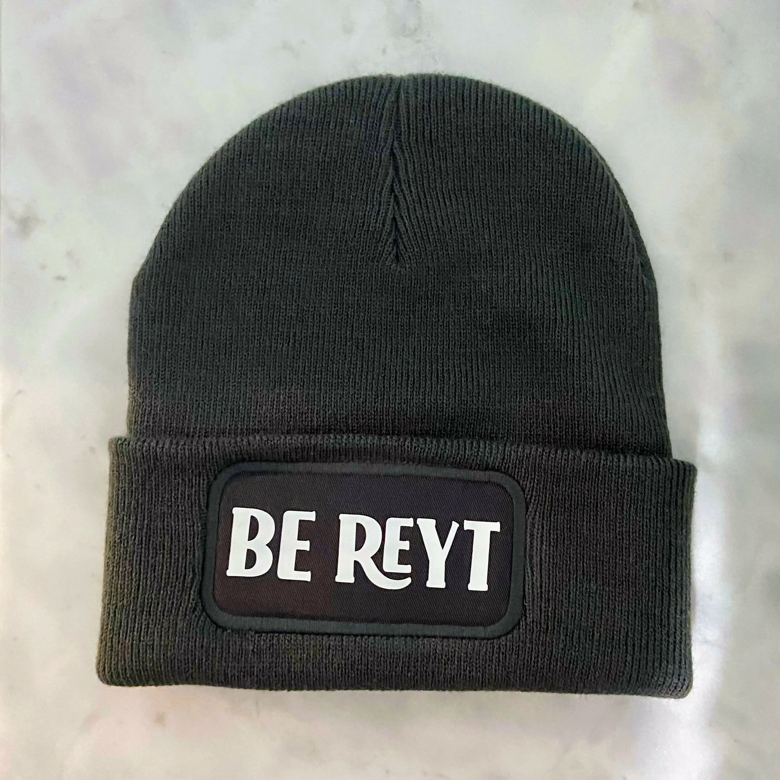 Be Reyt Cuffed Rectangular Patch Beanie Hat - Image 3