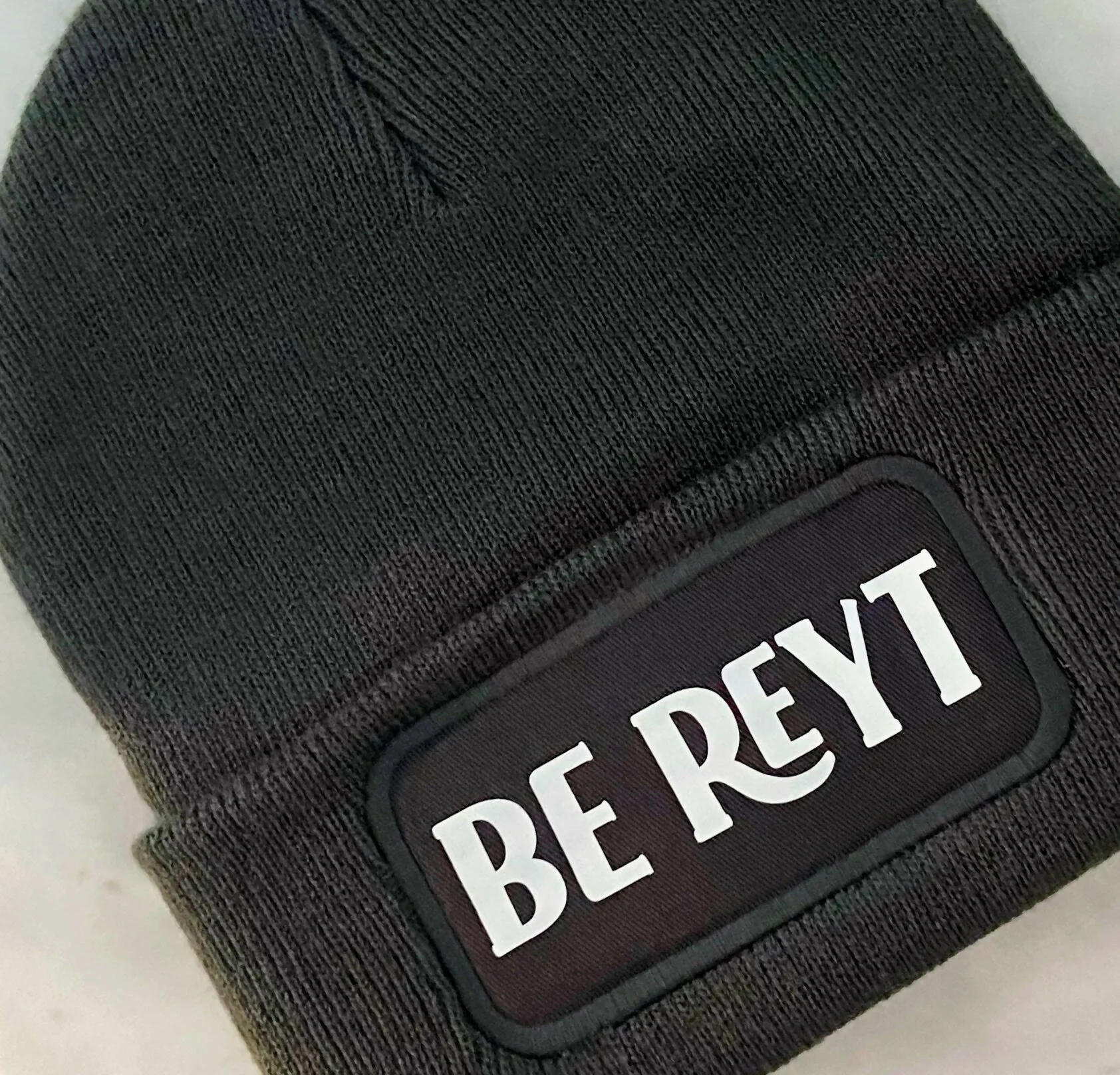 Be Reyt Cuffed Rectangular Patch Beanie Hat - Image 4