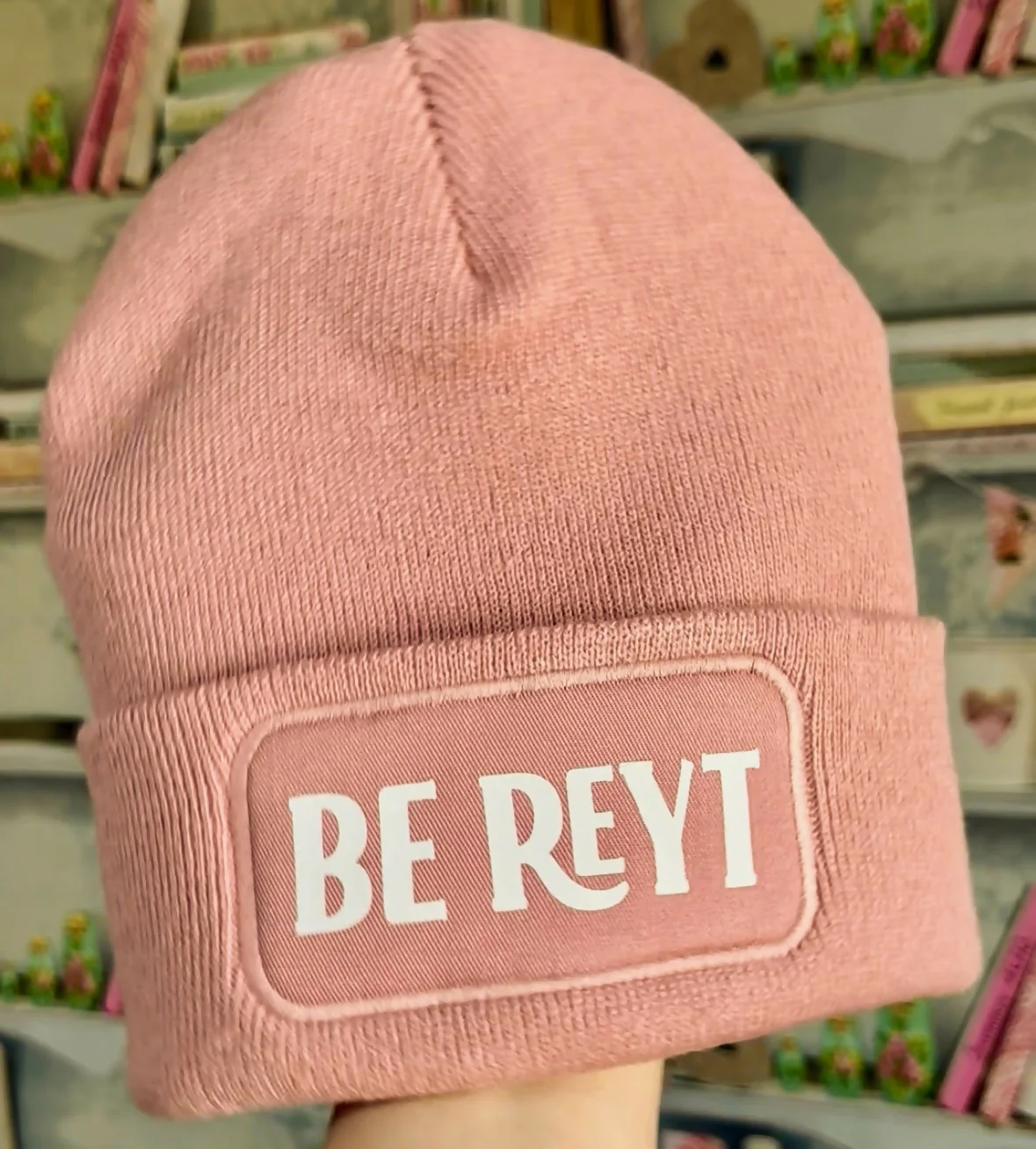 Be Reyt Cuffed Rectangular Patch Beanie Hat - Image 5