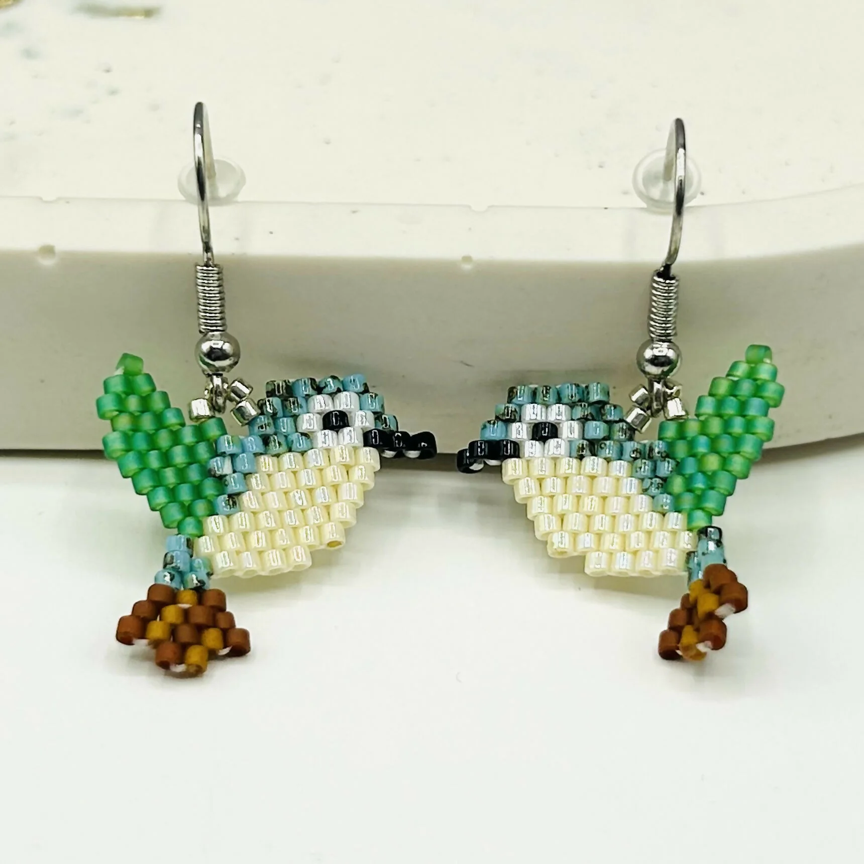 Beaded Bluebird Earrings – Handmade Bird Jewellery - Image 2