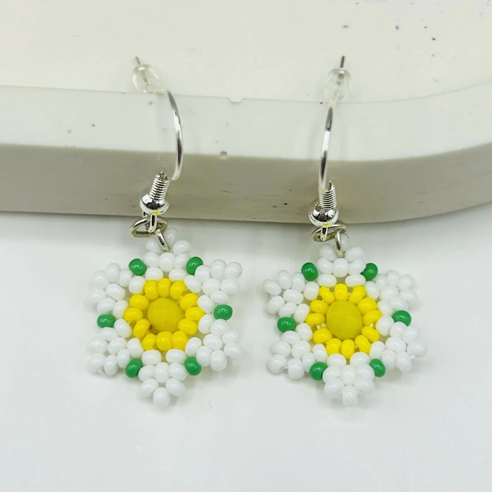 Beaded Flower Stud Earrings – Handmade Floral Jewellery - Image 7