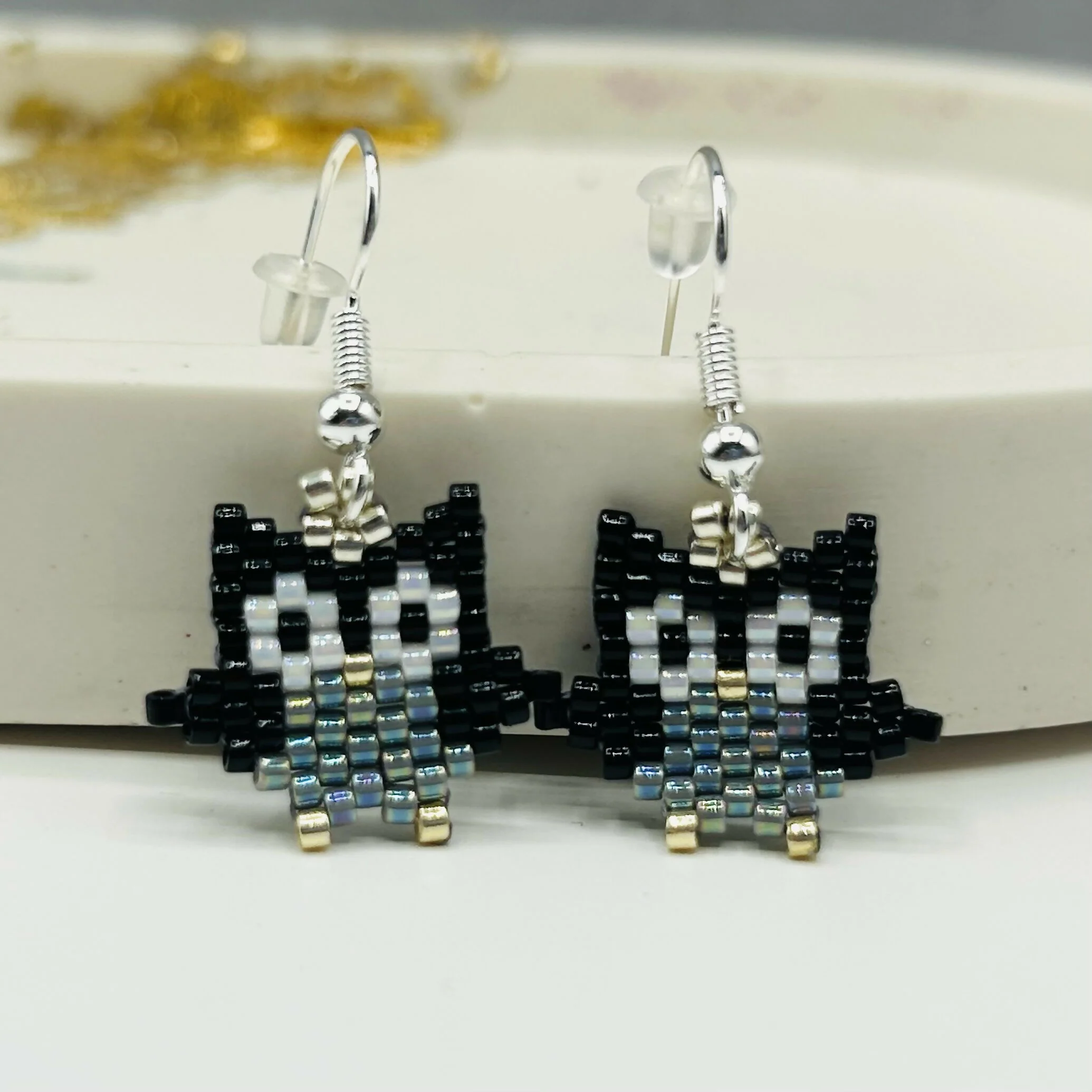 Beaded Owl Earrings – Handmade Animal Jewellery - Image 2