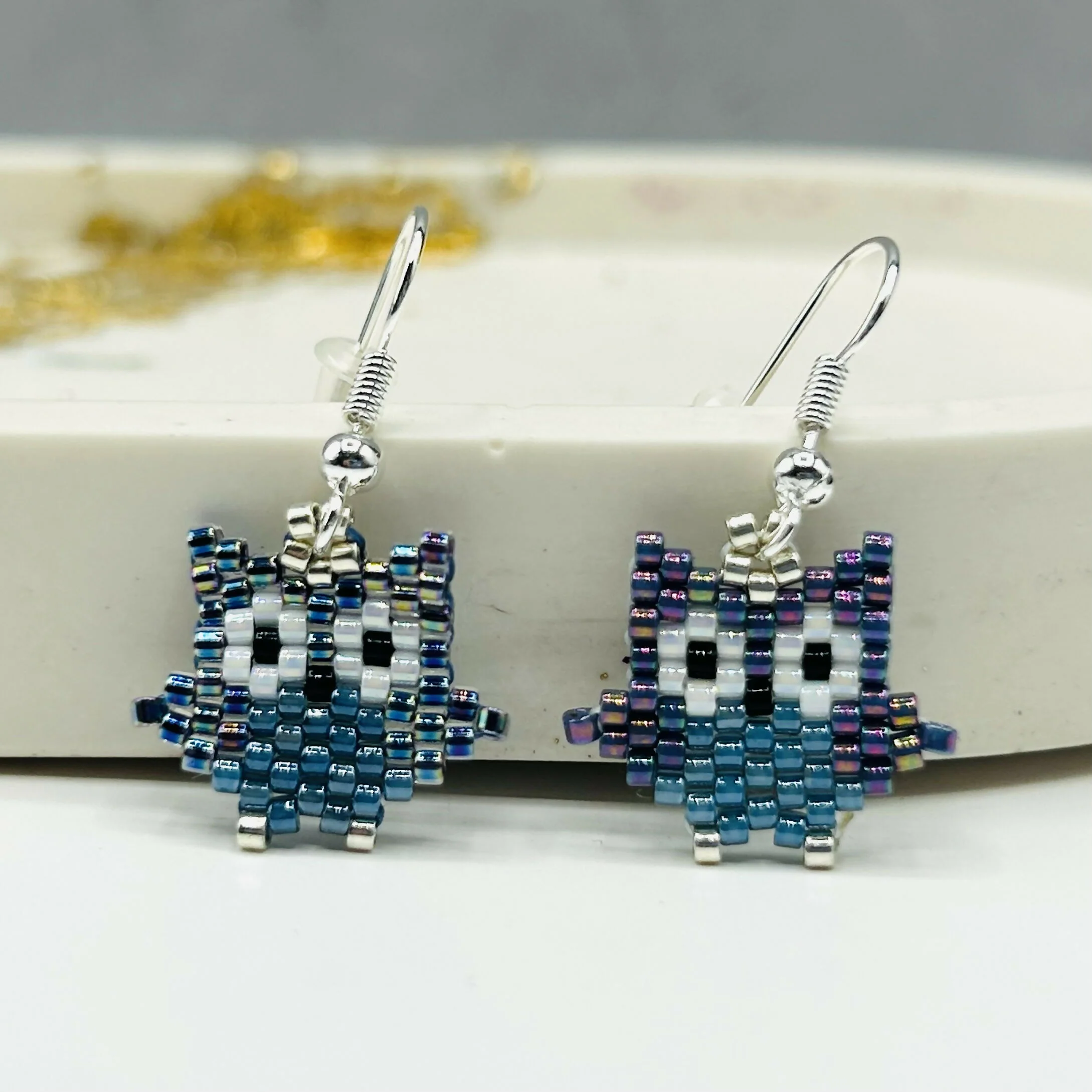 Beaded Owl Earrings – Handmade Animal Jewellery - Image 3