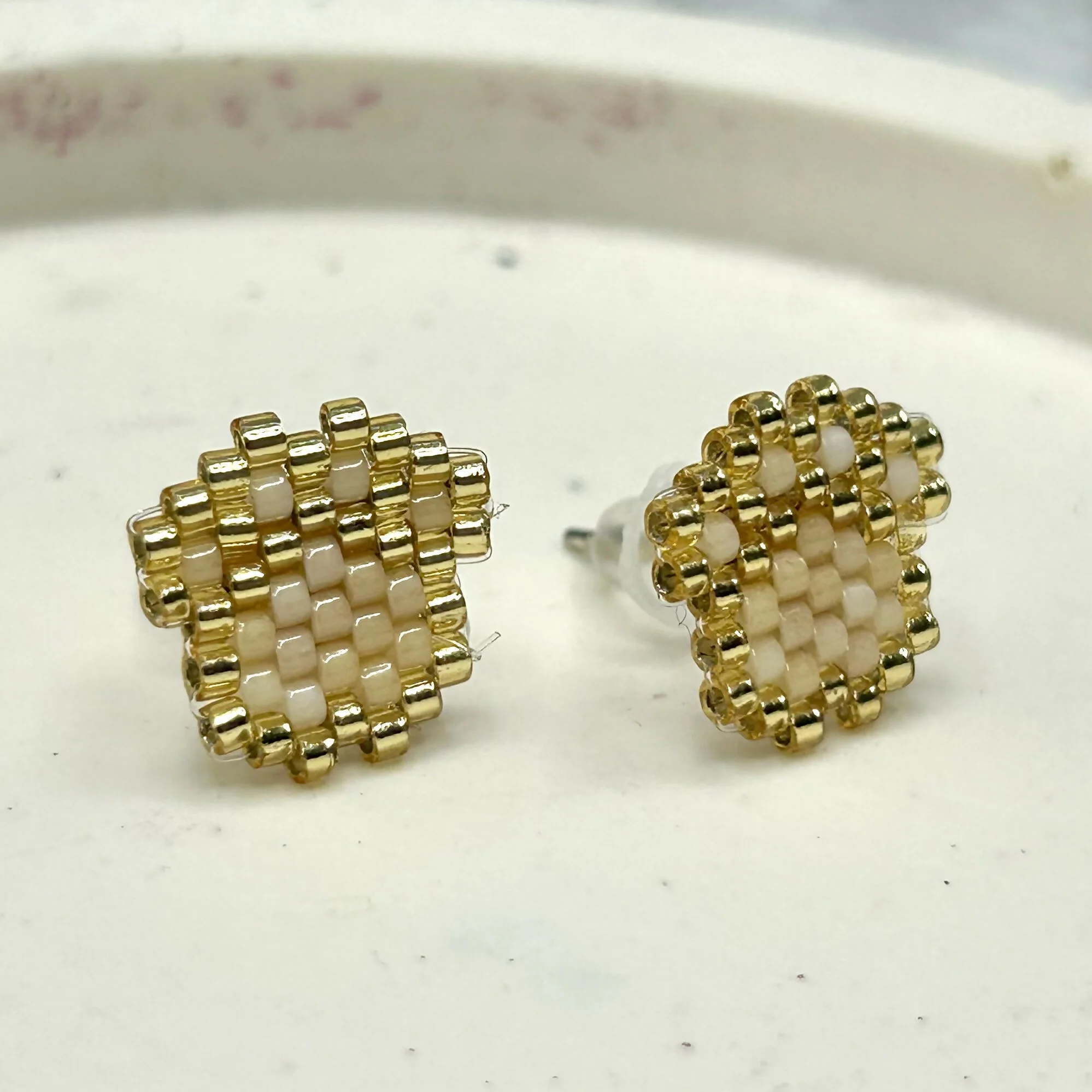 Beaded Paw Print Earrings – Handmade Pet Studs - Image 3