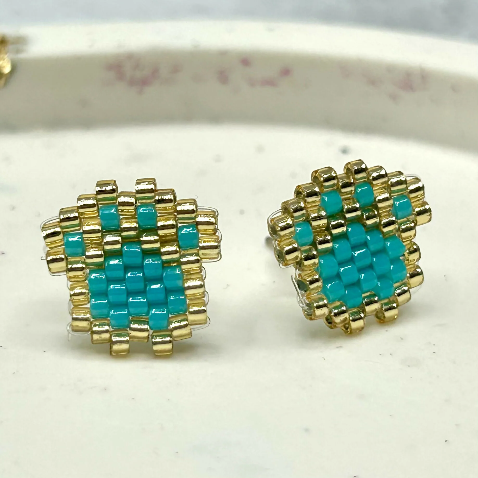 Beaded Paw Print Earrings – Handmade Pet Studs - Image 4