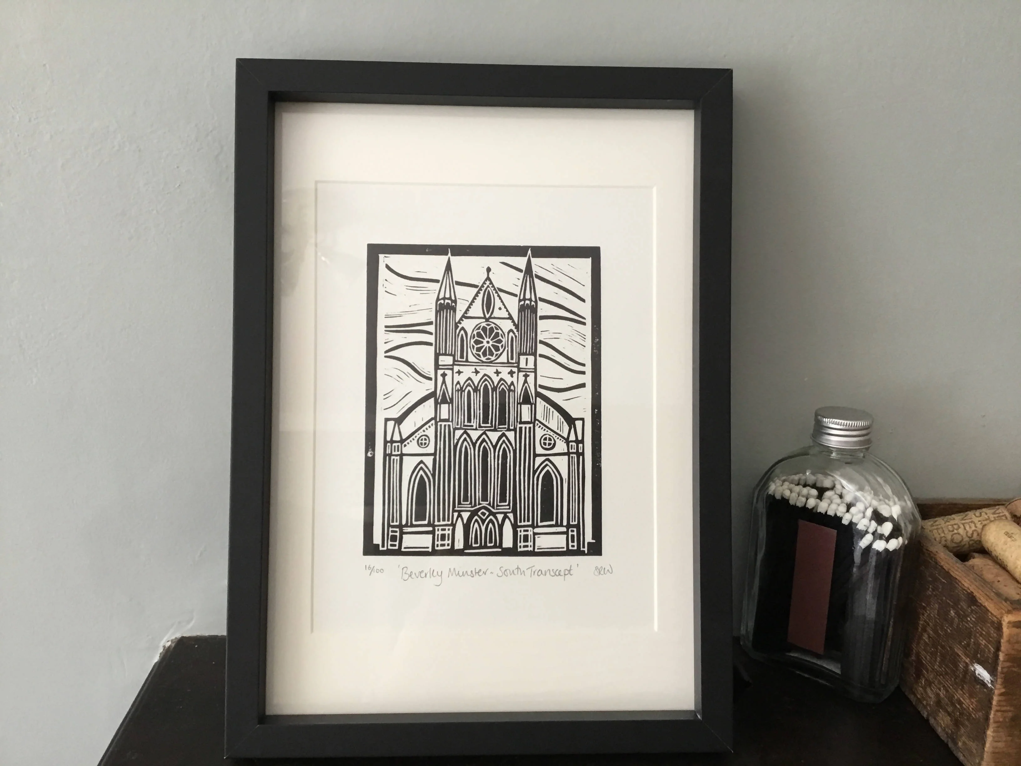 Beverley Minster South Transcept Framed Lino Cut Print - Image 7