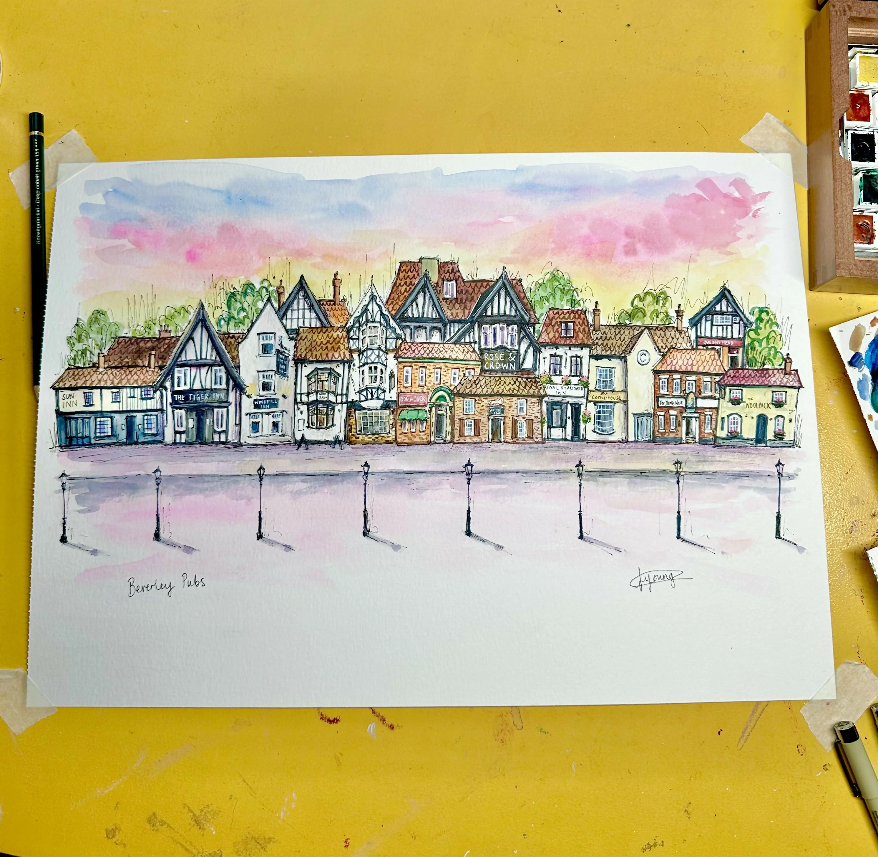 Beverley Pubs A5 Framed