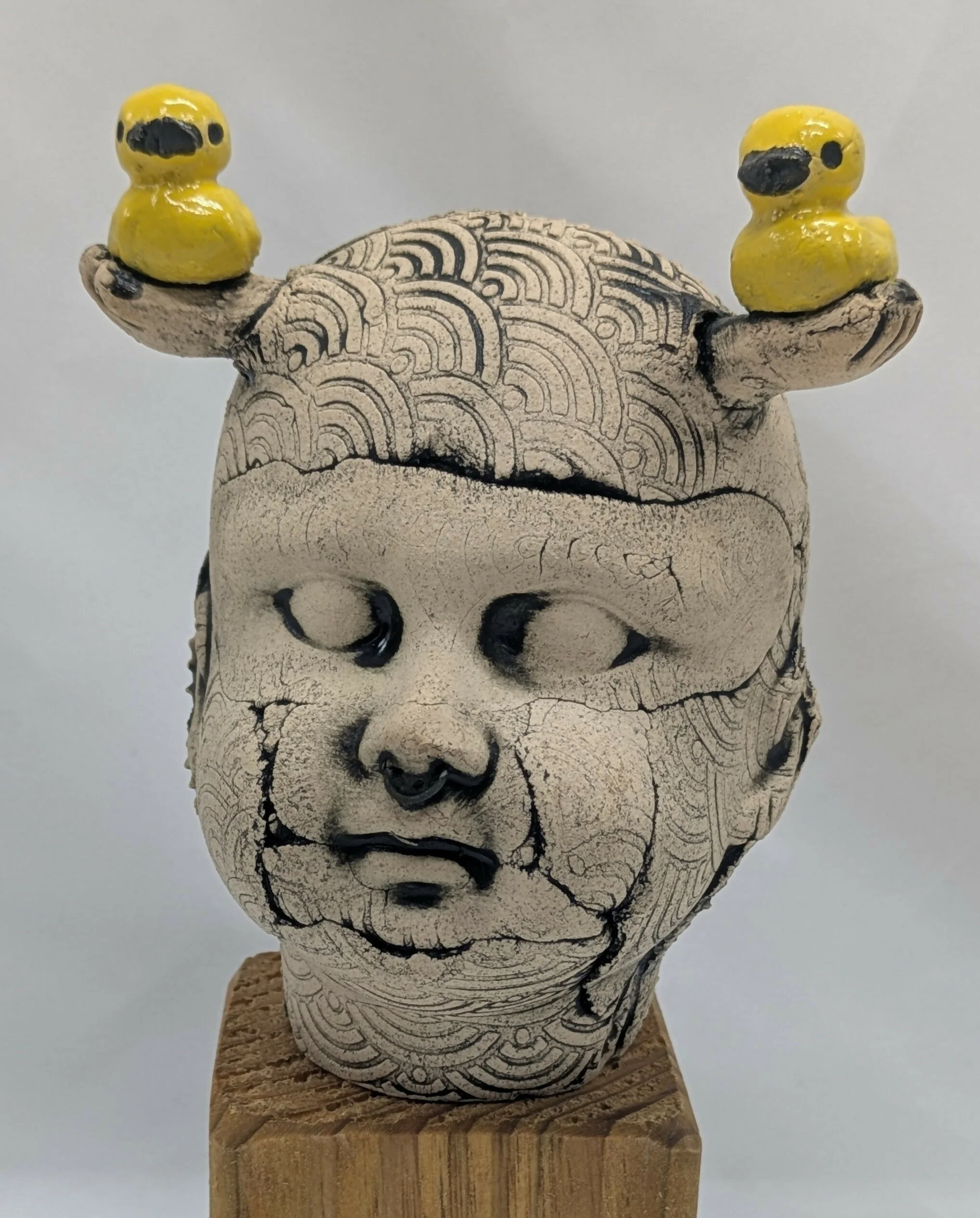 Big, Ugly Head Ceramic Sculpture - Image 2