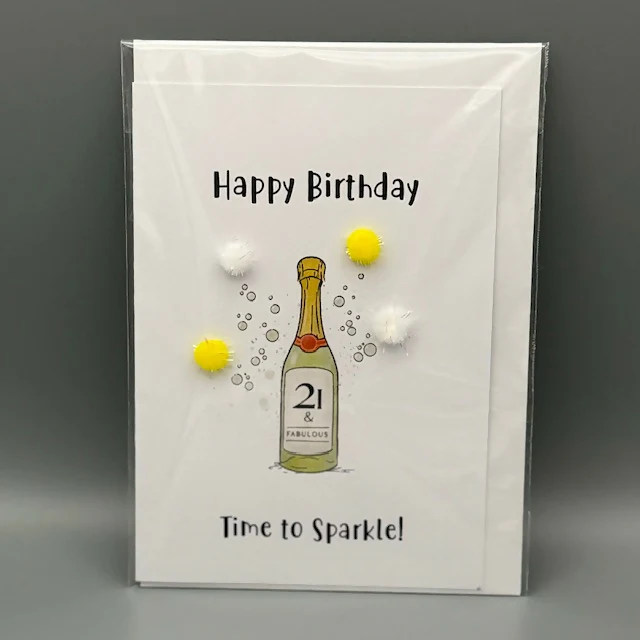 Birthday 21 & Fabulous - Pom Pom Greeting Card