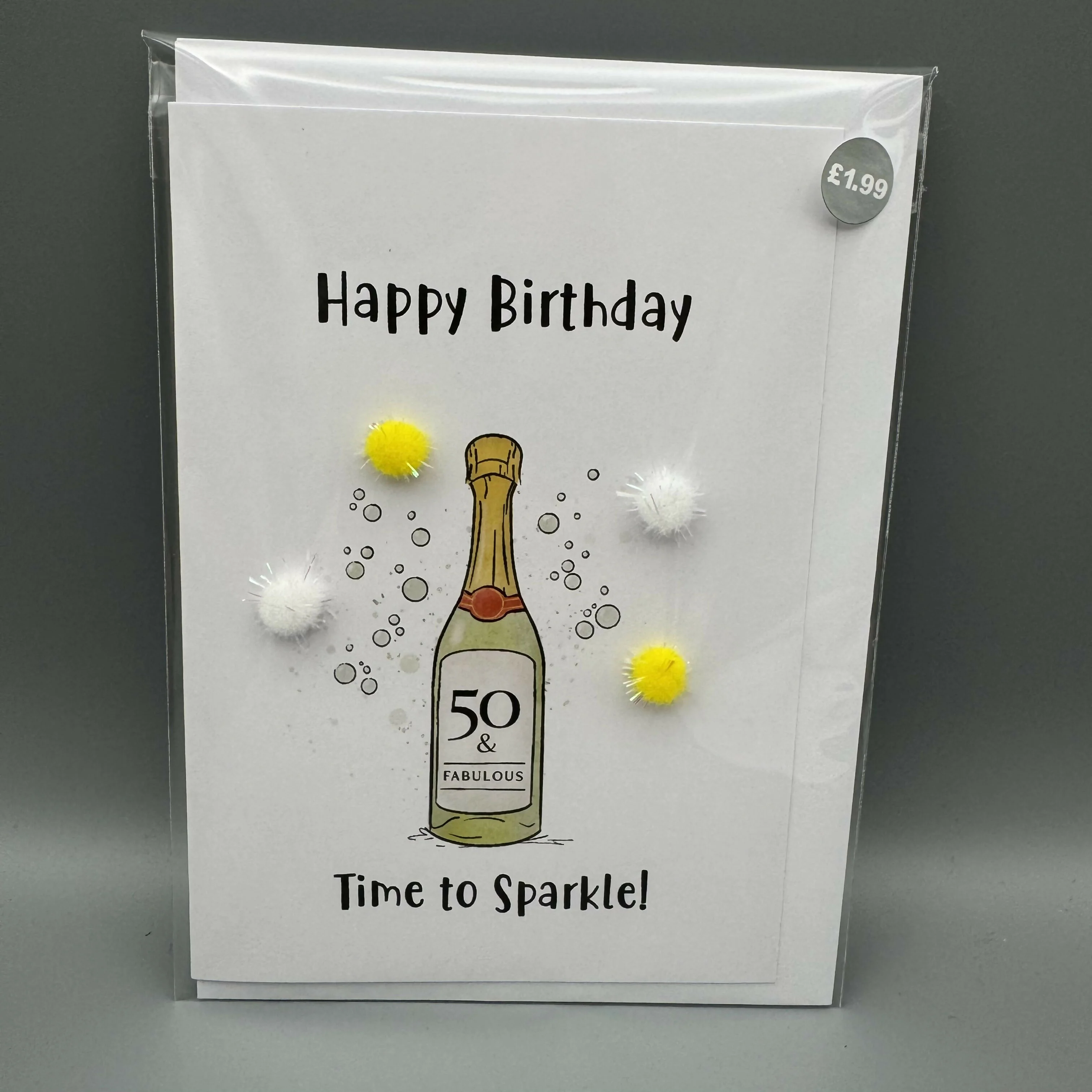Birthday 50 & Fabulous - Pom Pom greeting card
