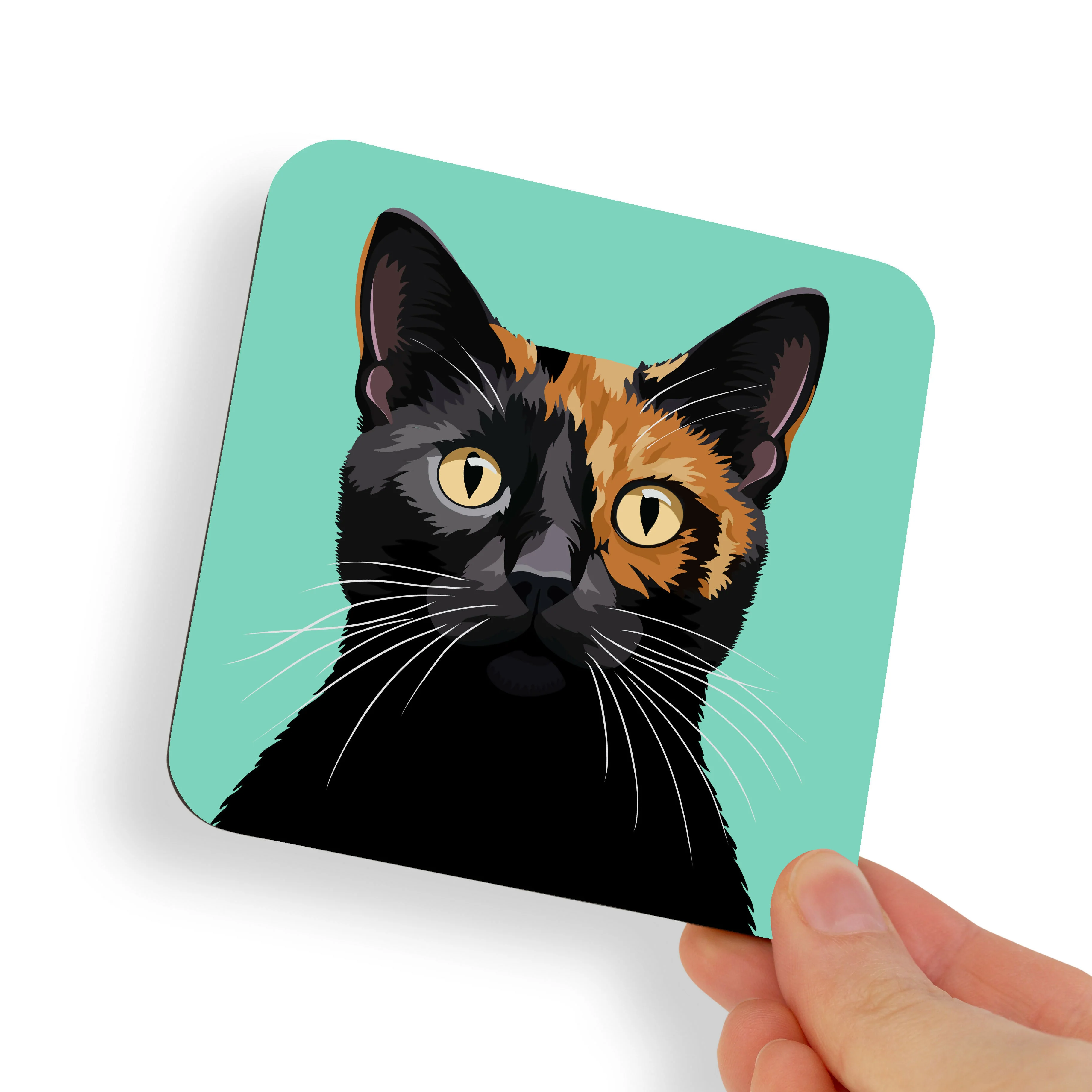 Black and Ginger Calico Cat Coaster