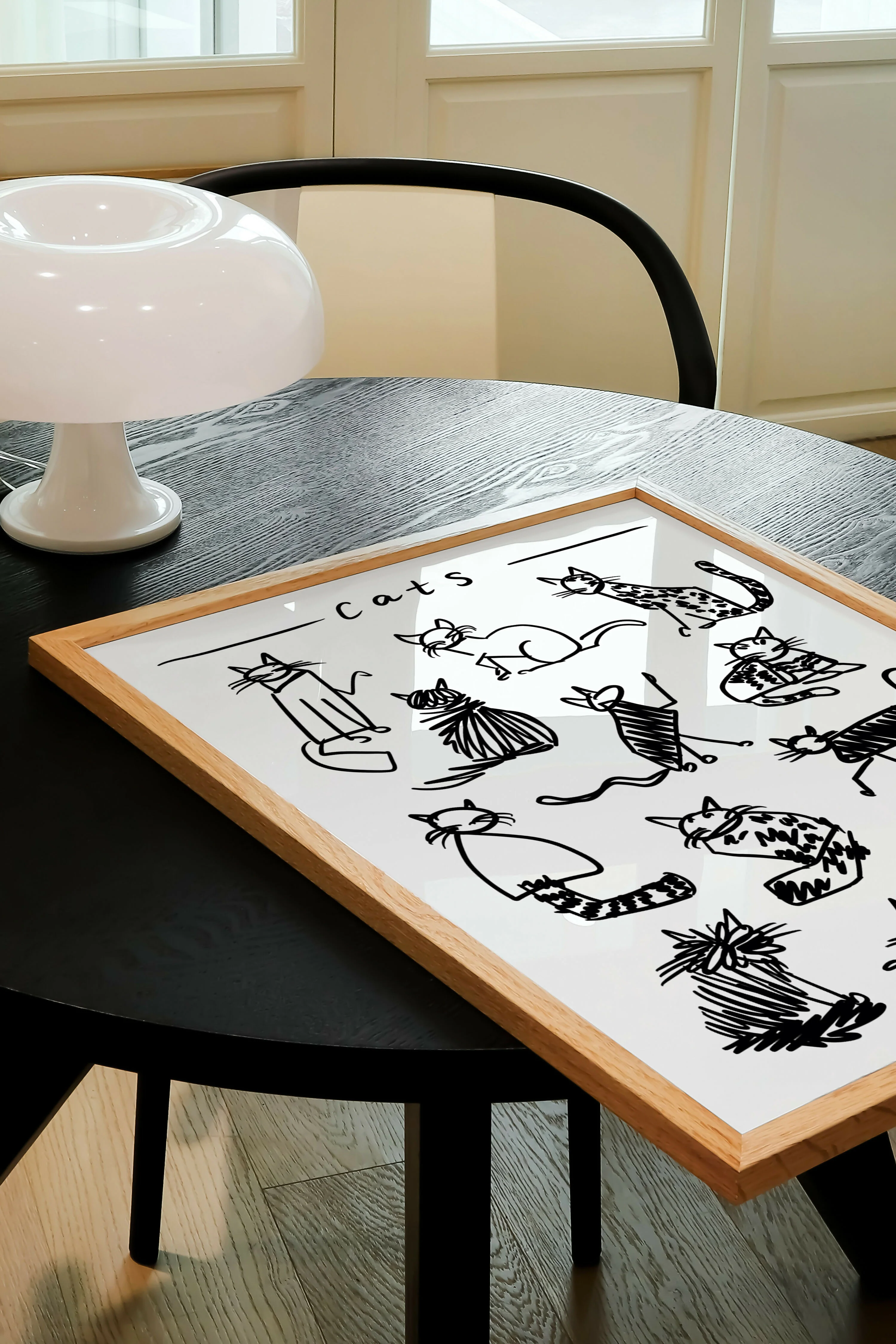 Black and White Cats Art Print - Image 3