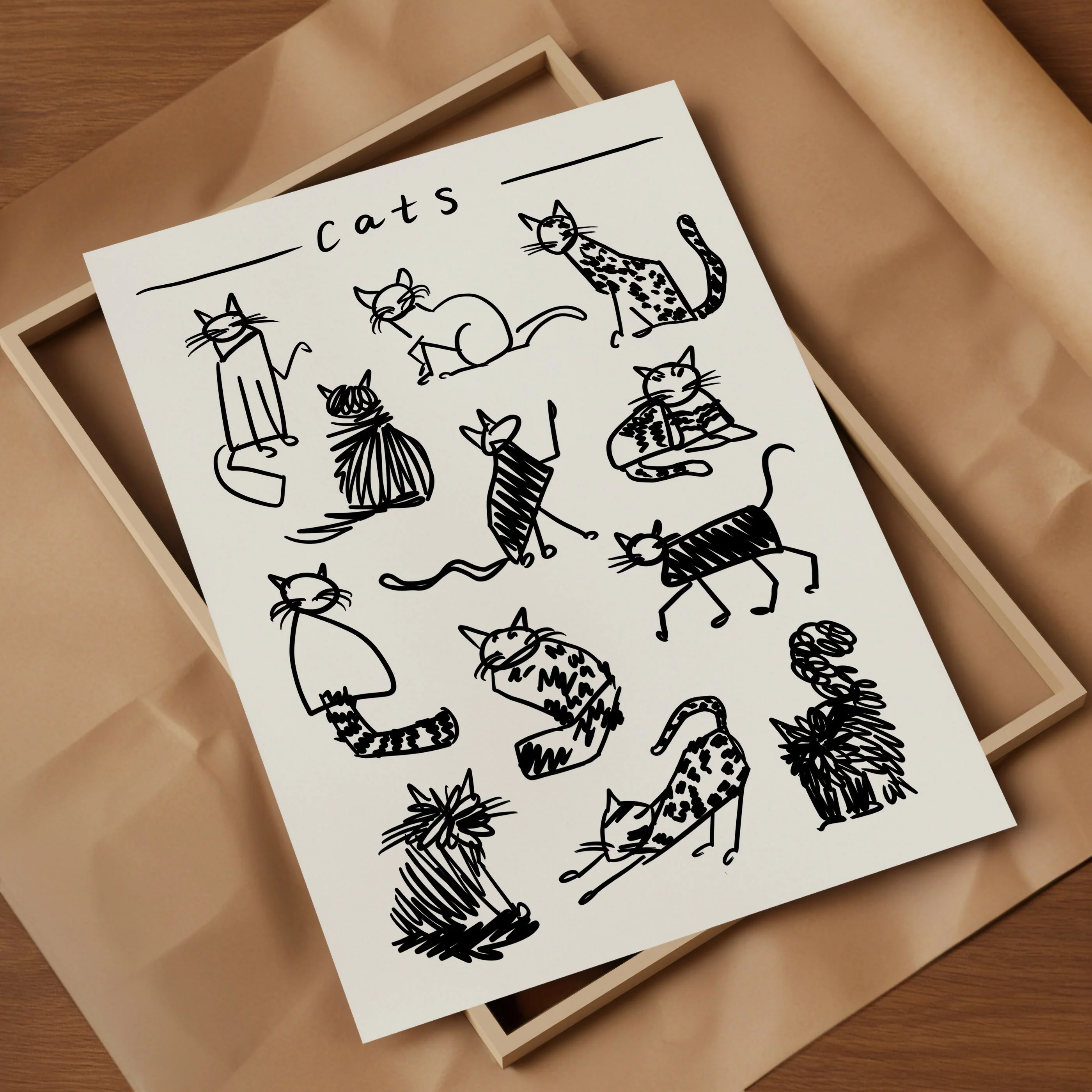 Black and White Cats Art Print - Image 4