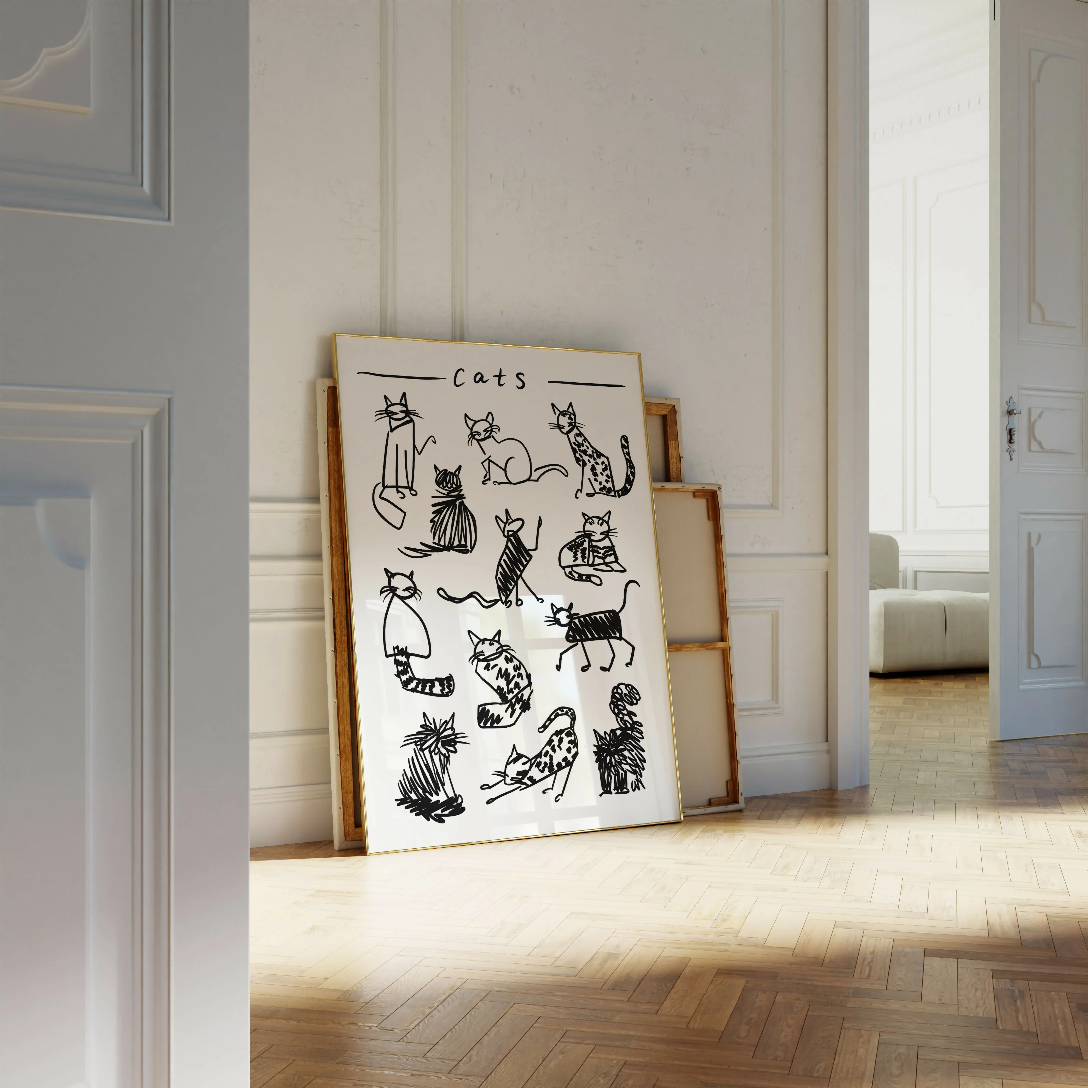 Black and White Cats Art Print - Image 5