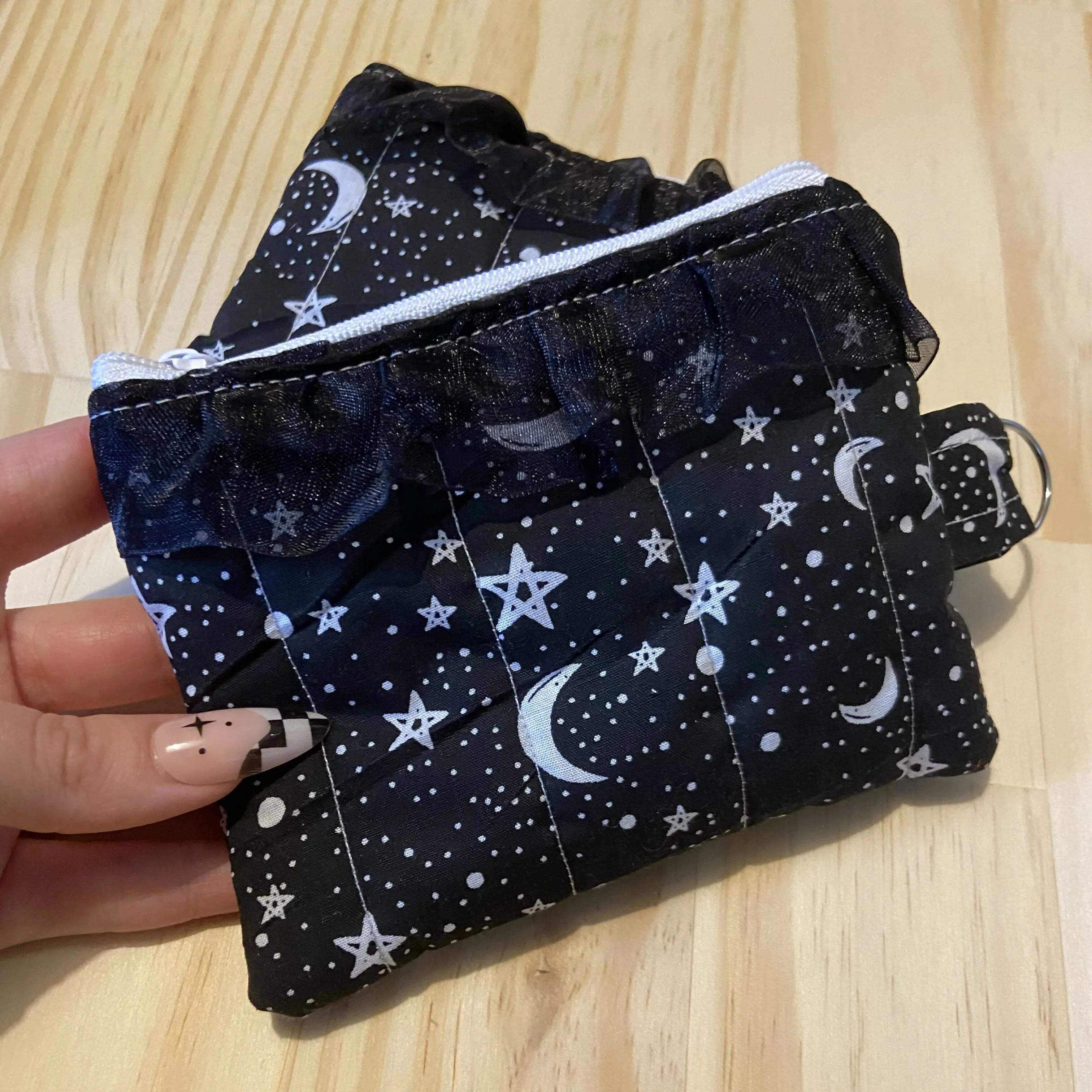 Black and White Stars Mini Zipper Pouch - Image 2