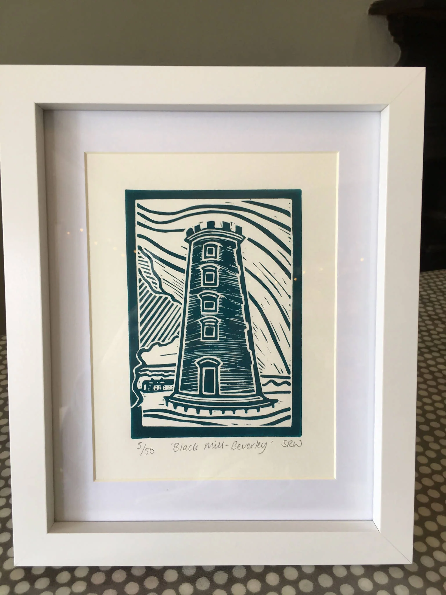 Black Mill - Beverley Framed Lino Cut Print - Image 3
