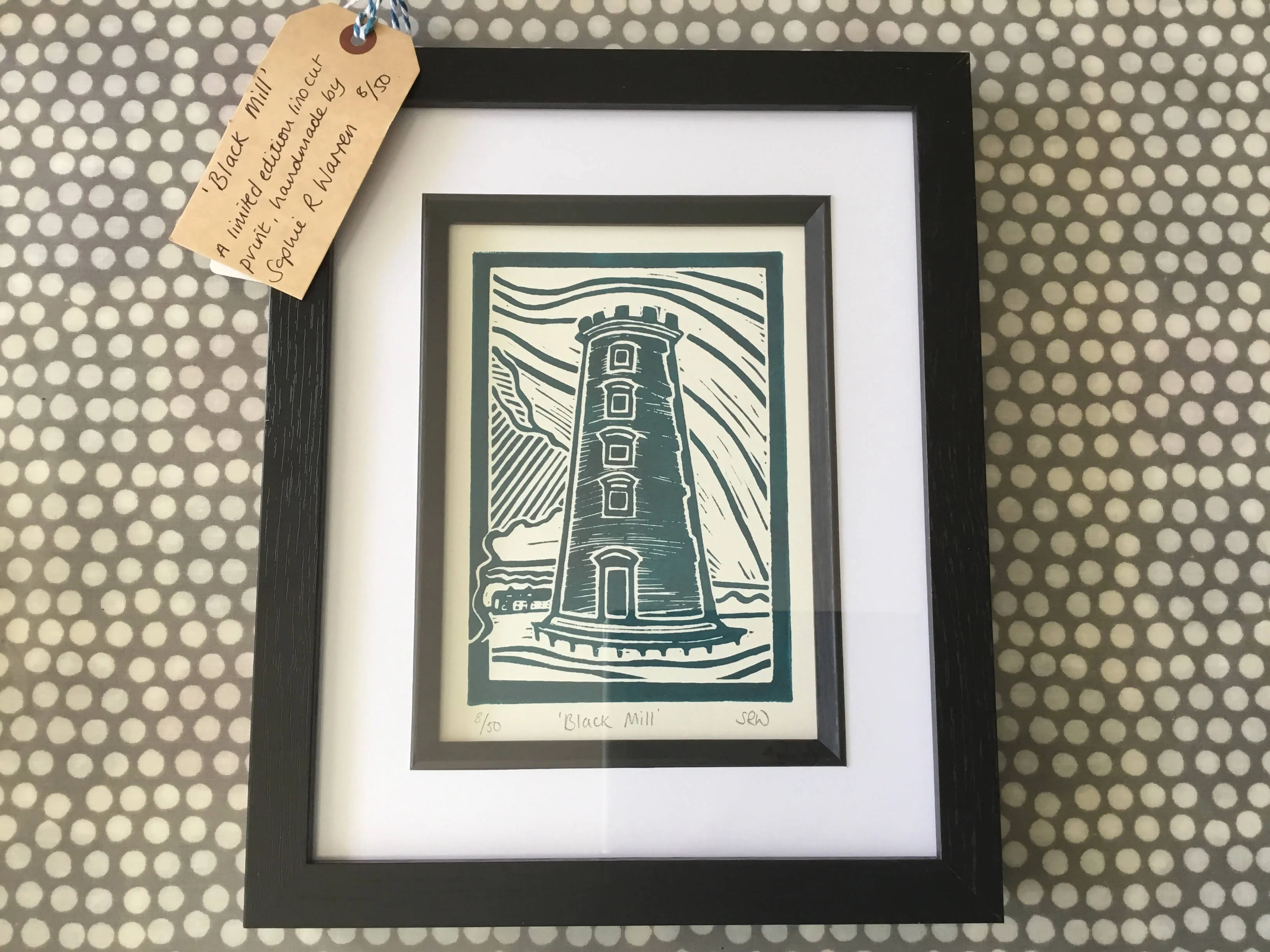 Black Mill - Beverley Framed Lino Cut Print - Image 4