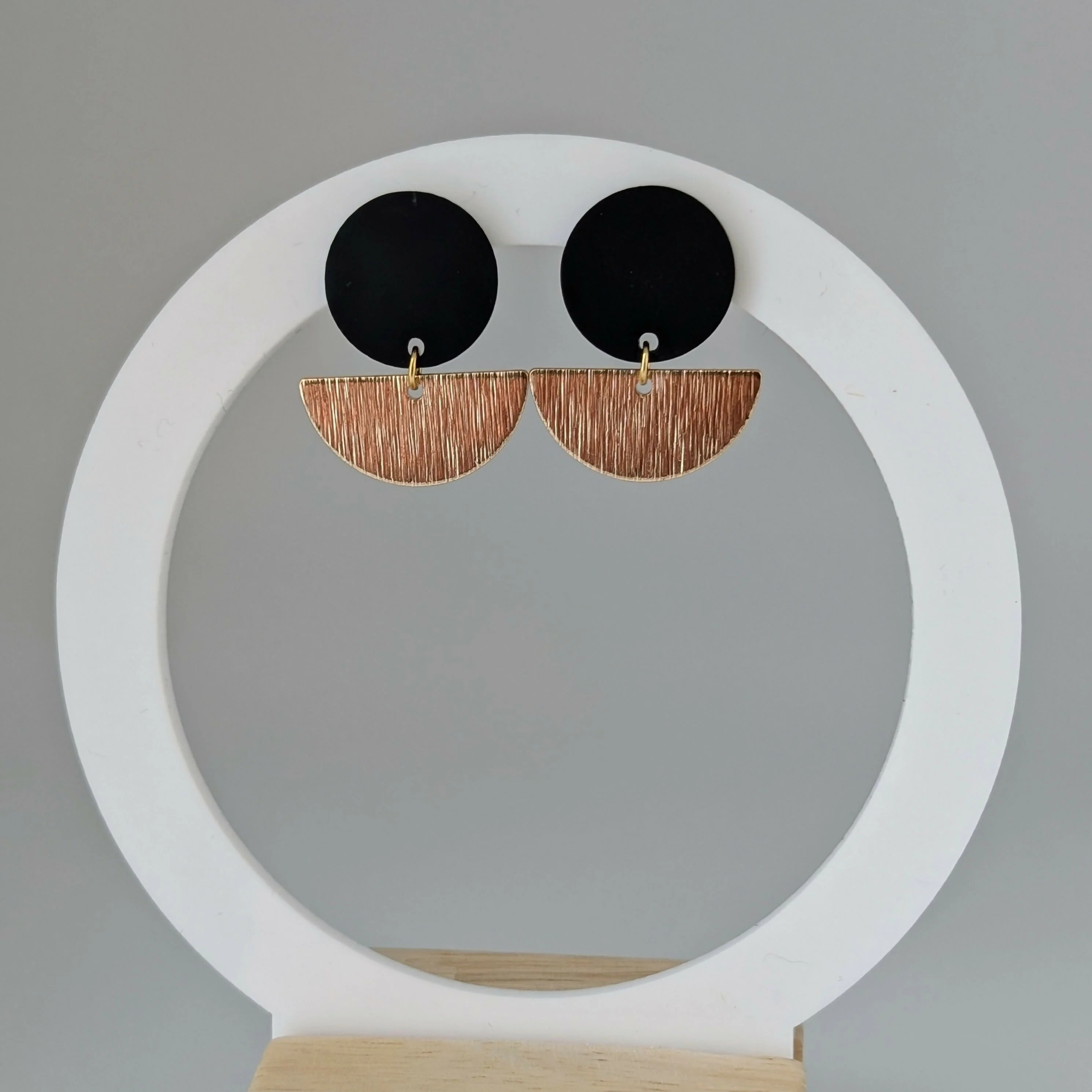Black Geometric Earrings in Gold or Silver - Image 2