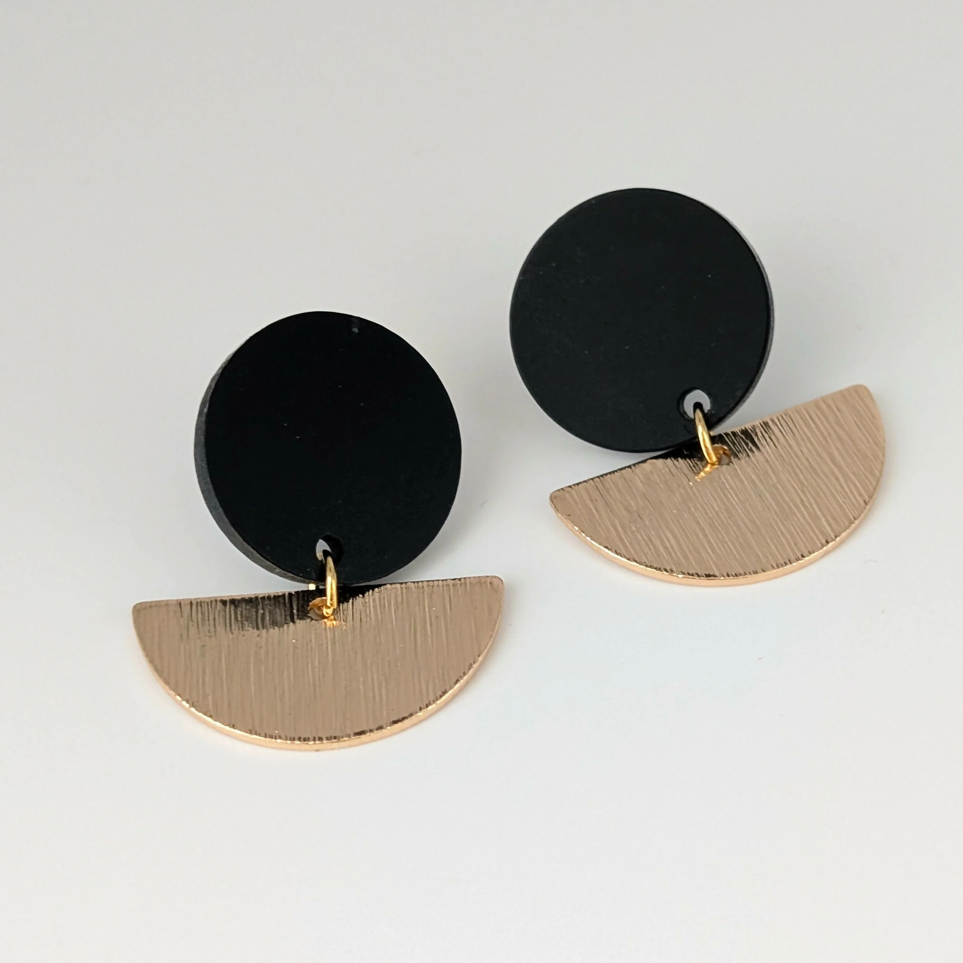 Black Geometric Earrings in Gold or Silver - Image 3