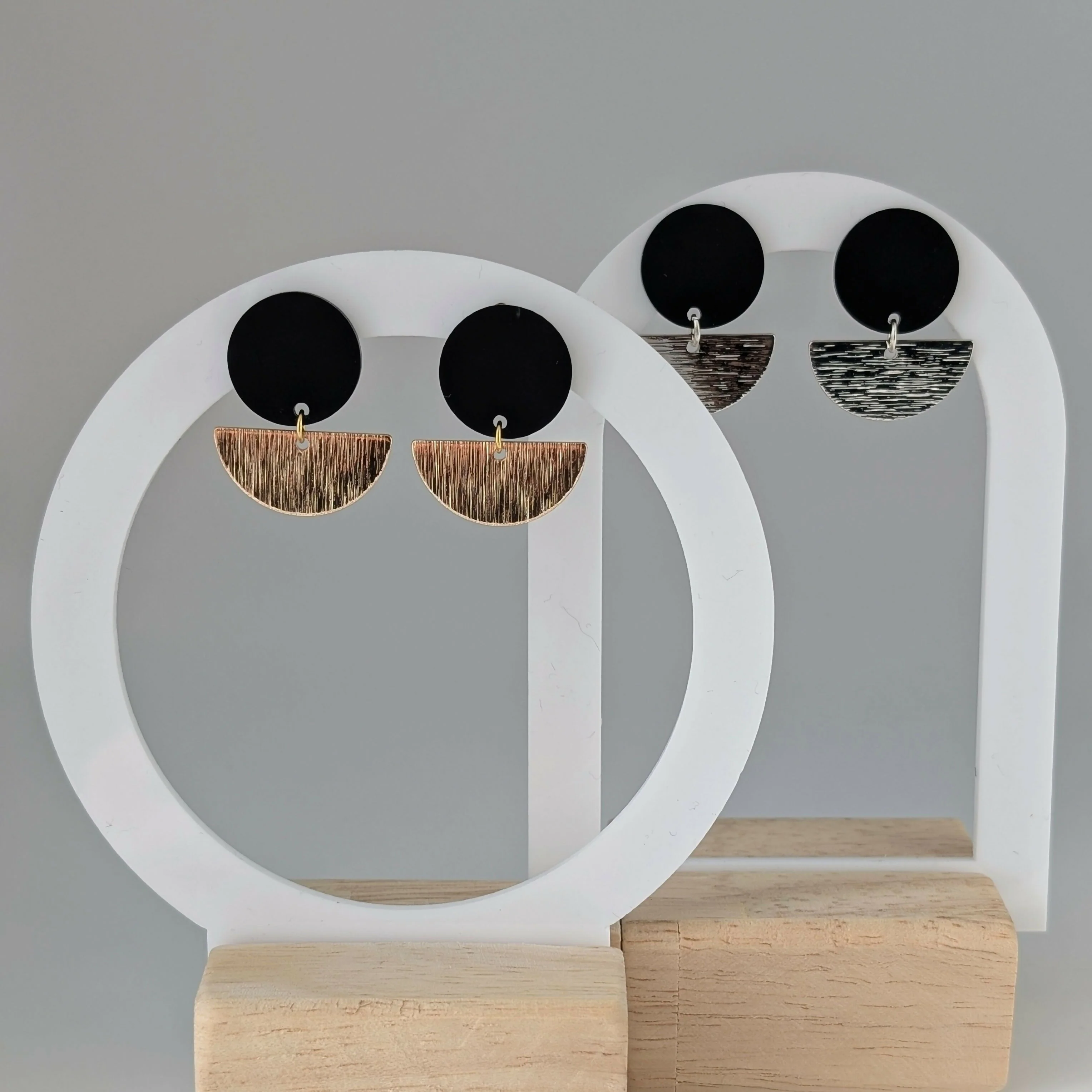 Black Geometric Earrings in Gold or Silver - Image 4