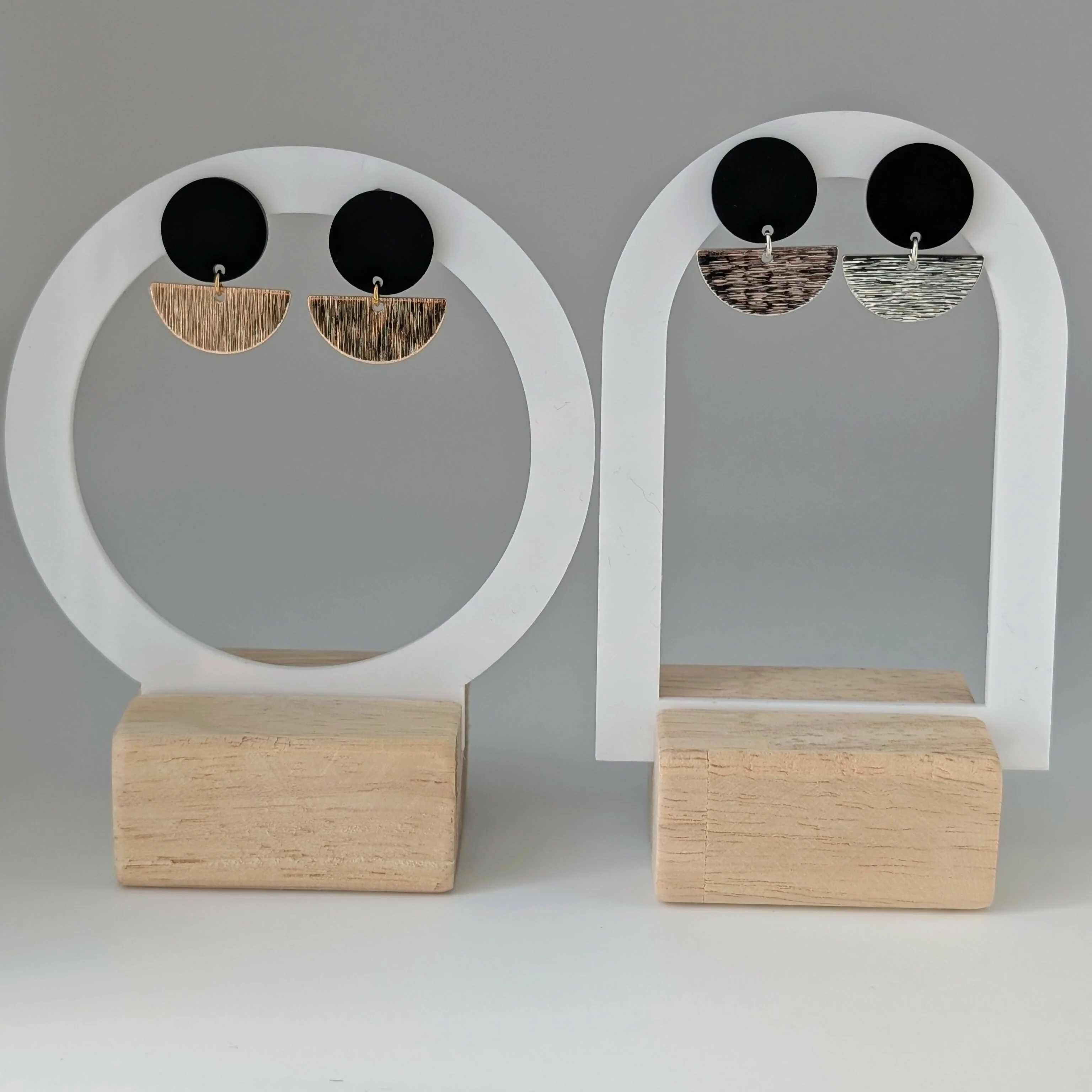 Black Geometric Earrings in Gold or Silver - Image 5