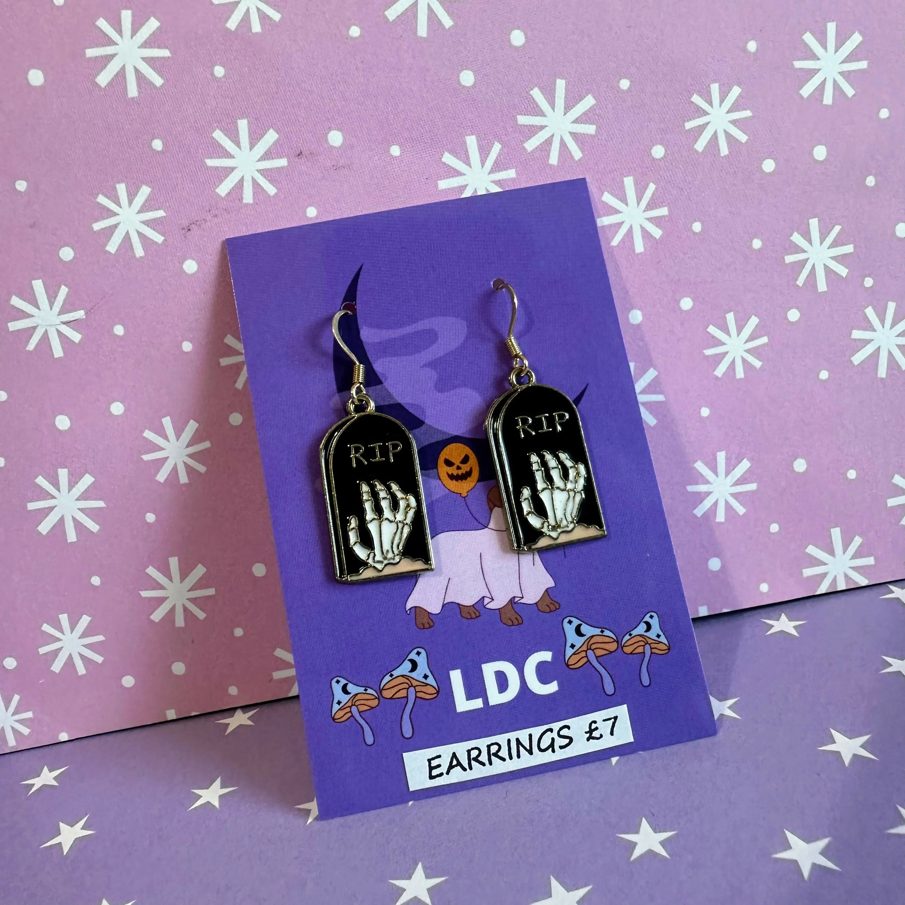 Black RIP Tombstone Earrings