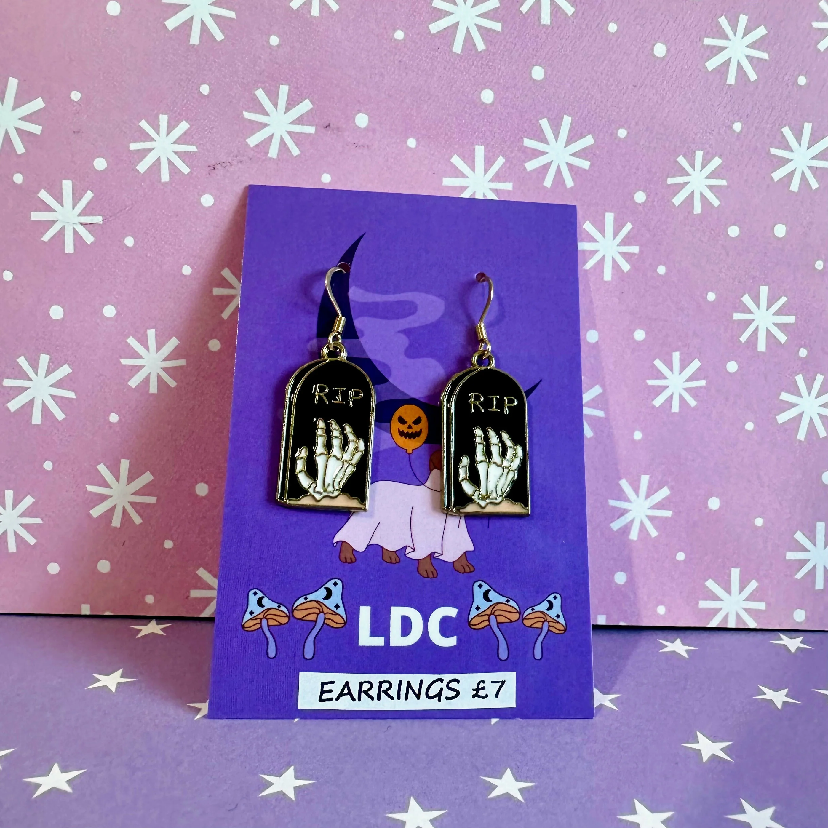 Black RIP Tombstone Earrings - Image 2