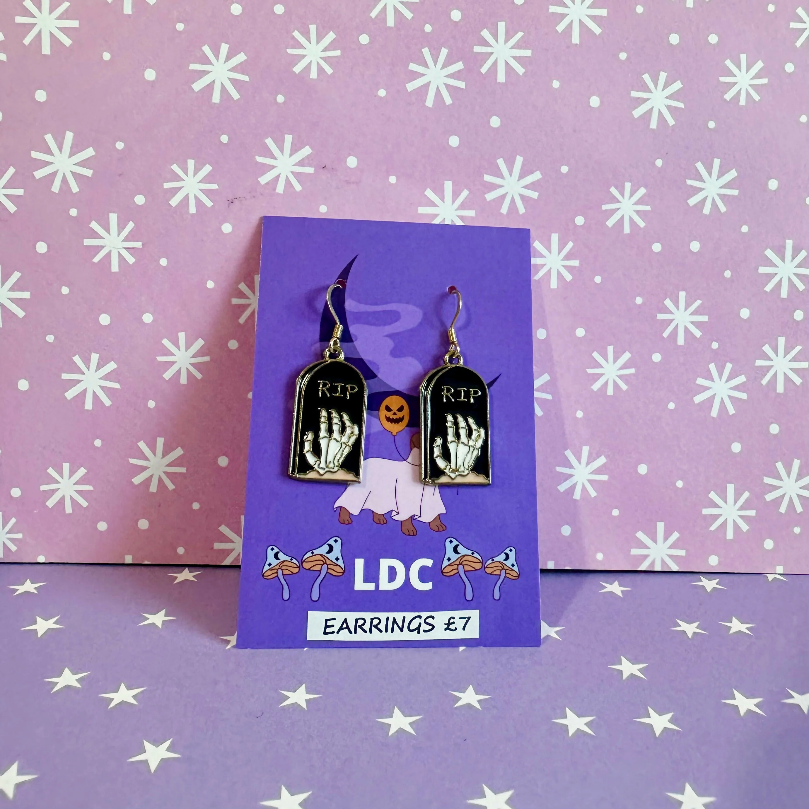 Black RIP Tombstone Earrings - Image 3