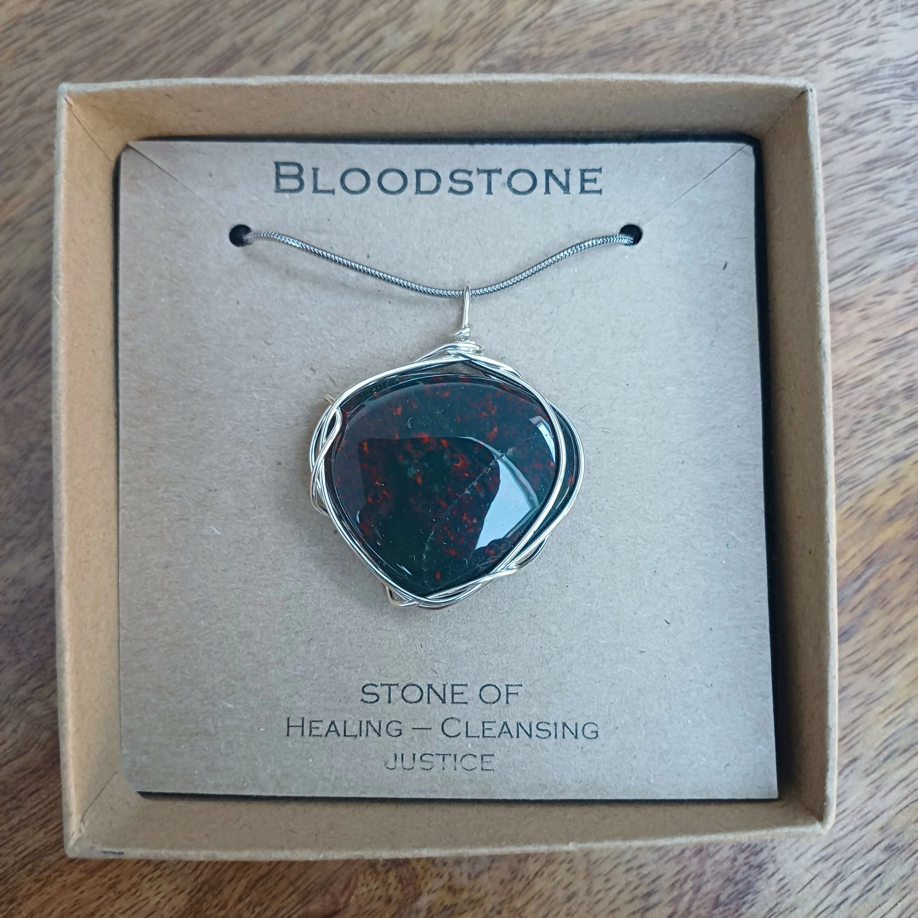 Bloodstone Wire Wrapped Pendant