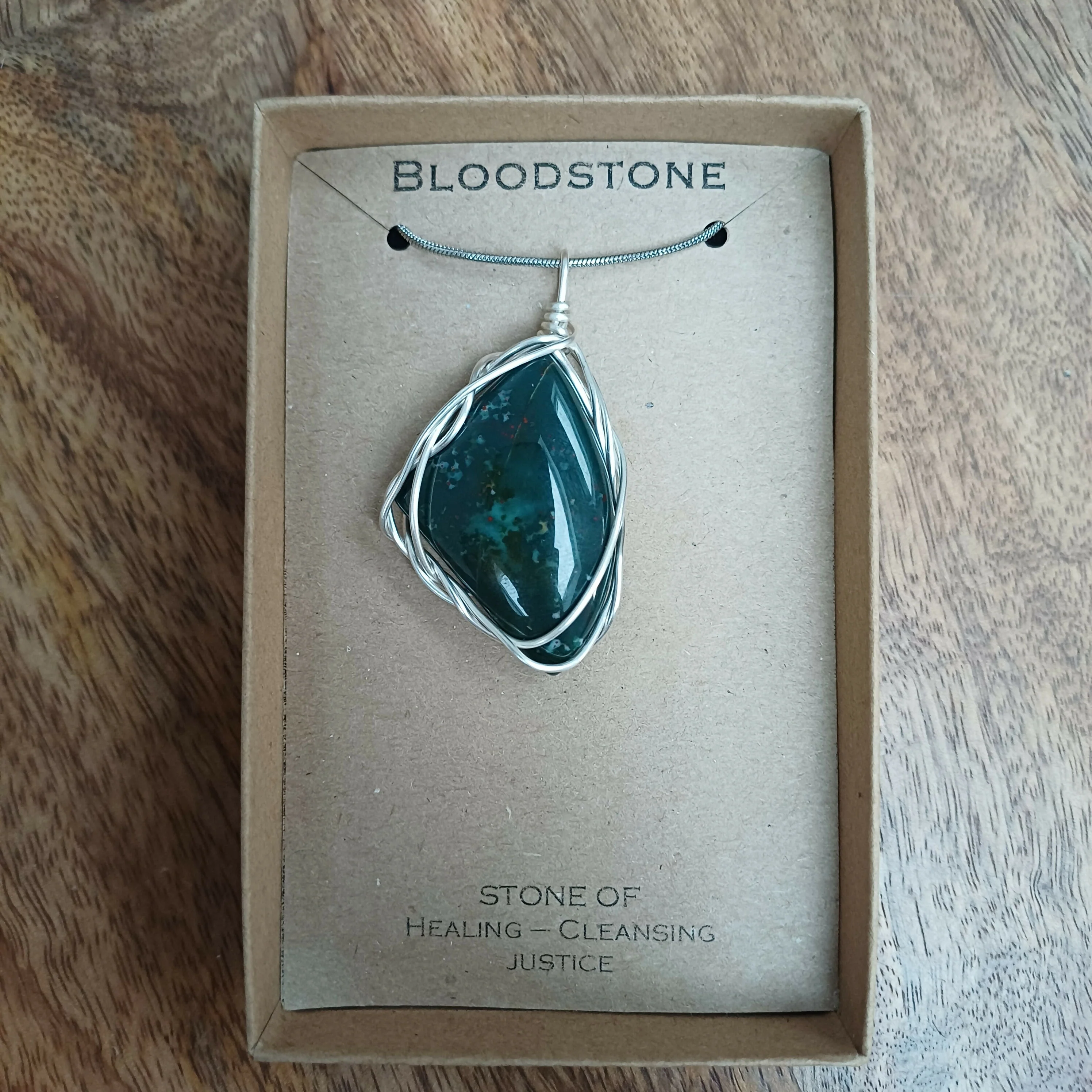 Bloodstone Wire Wrapped Pendant