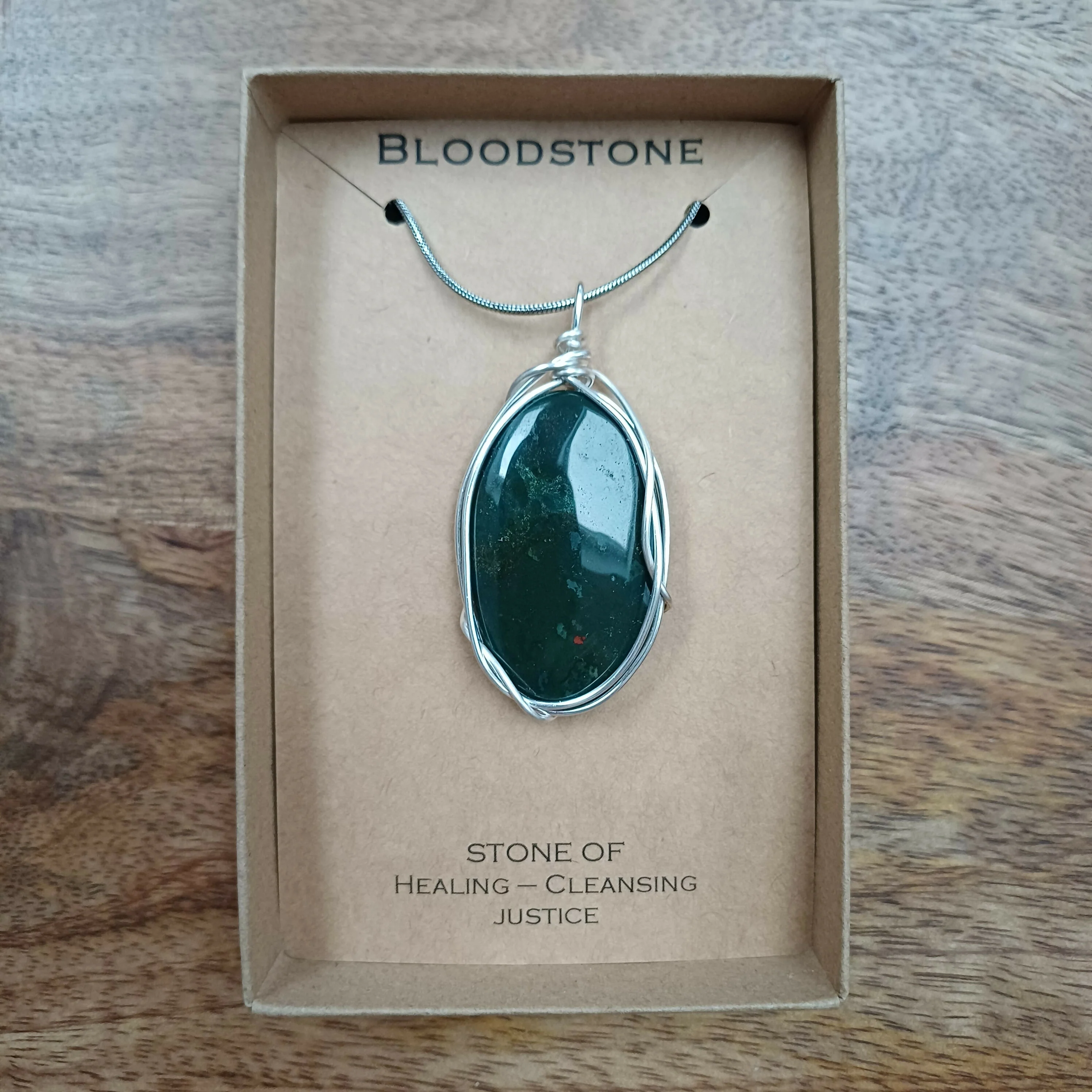 Bloodstone Wire Wrapped Pendant