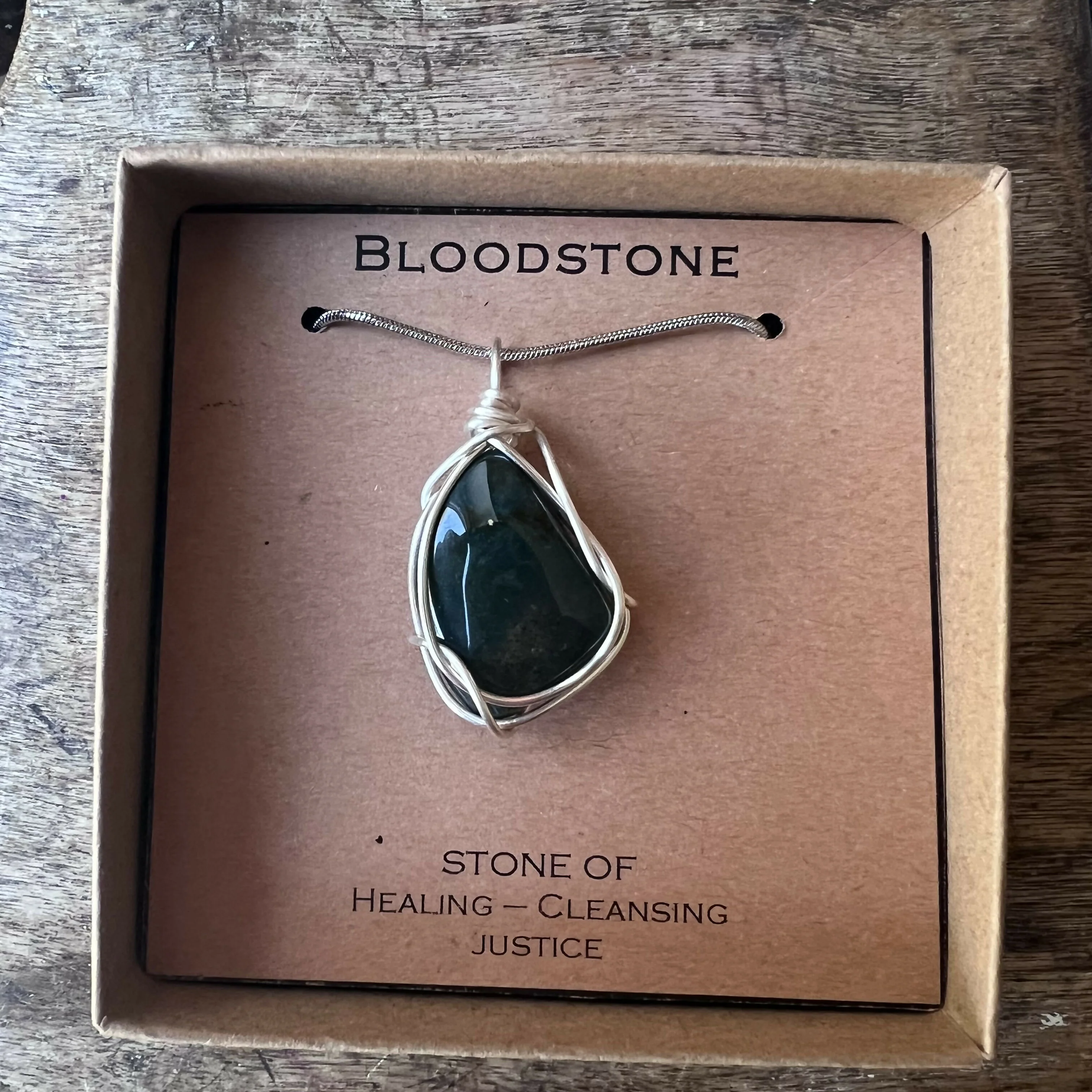 Bloodstone Wire Wrapped Pendant