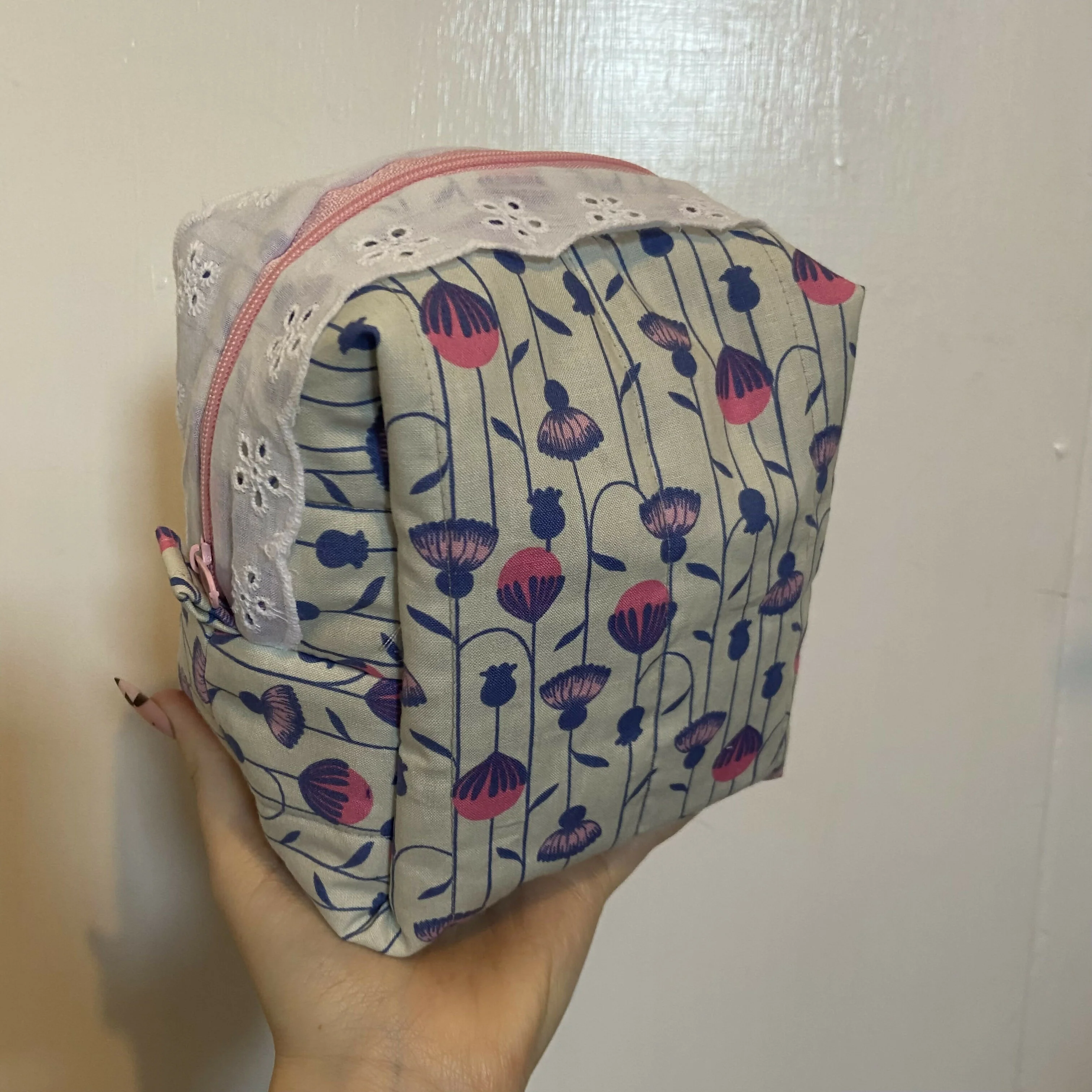 Blooming Flowers Tall Boxy Cosmetics Bag