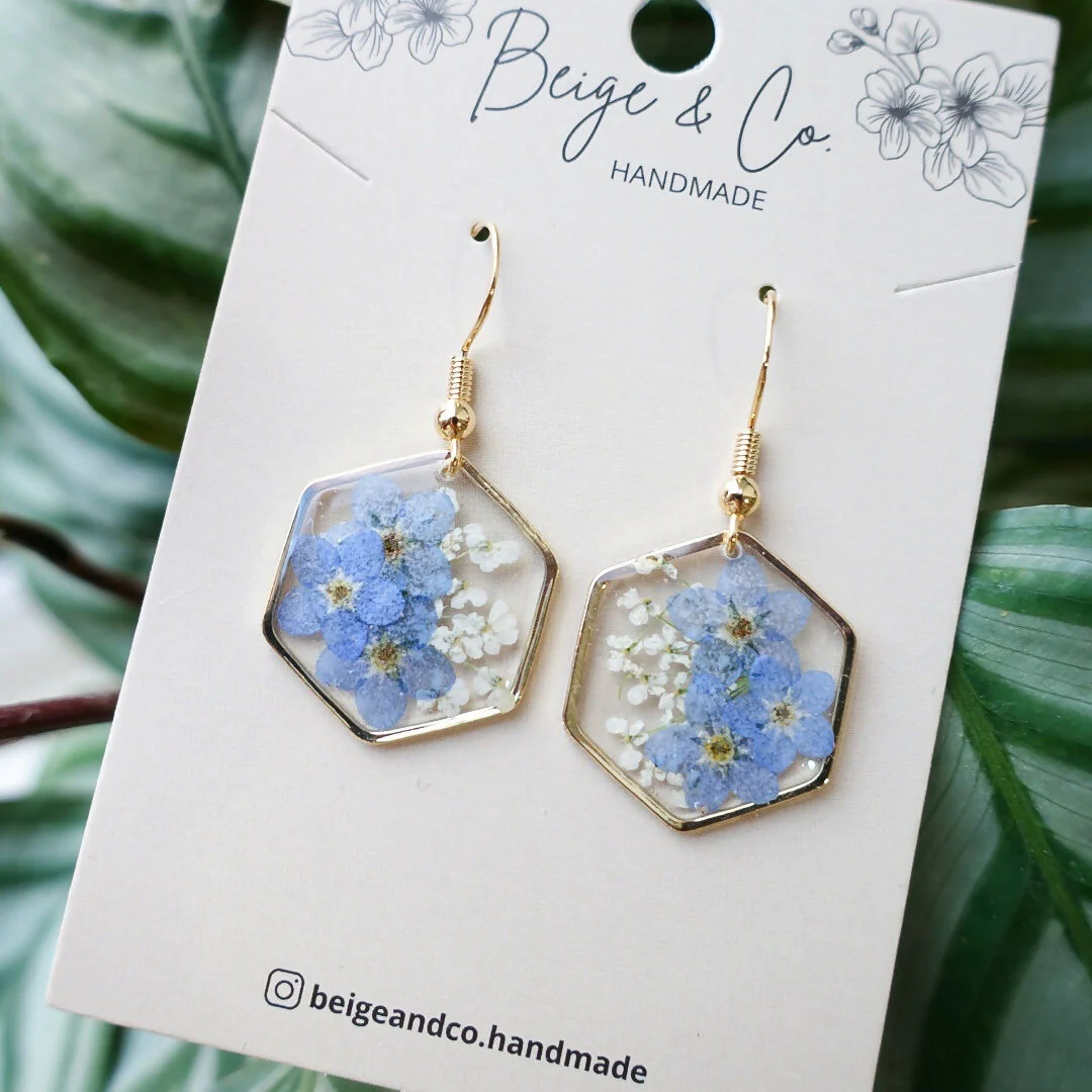 Blossomia Blue Real Flower Earrings