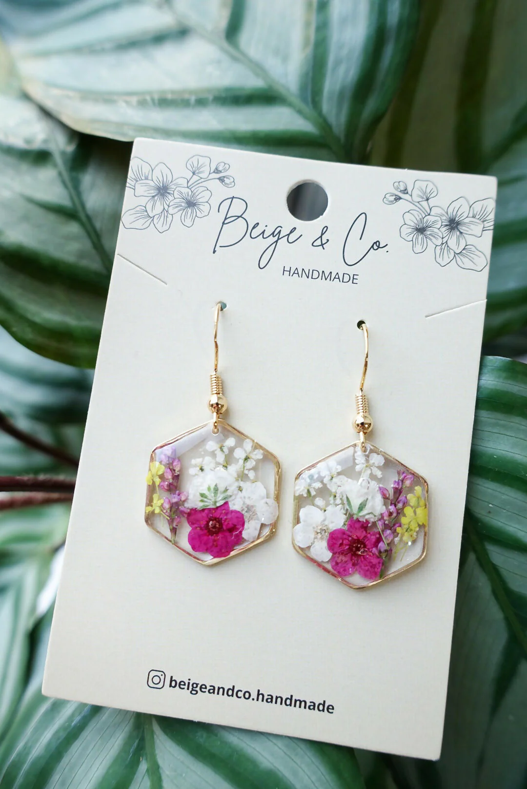 Blossomia Pink Pressed Flower Earrings - Image 2
