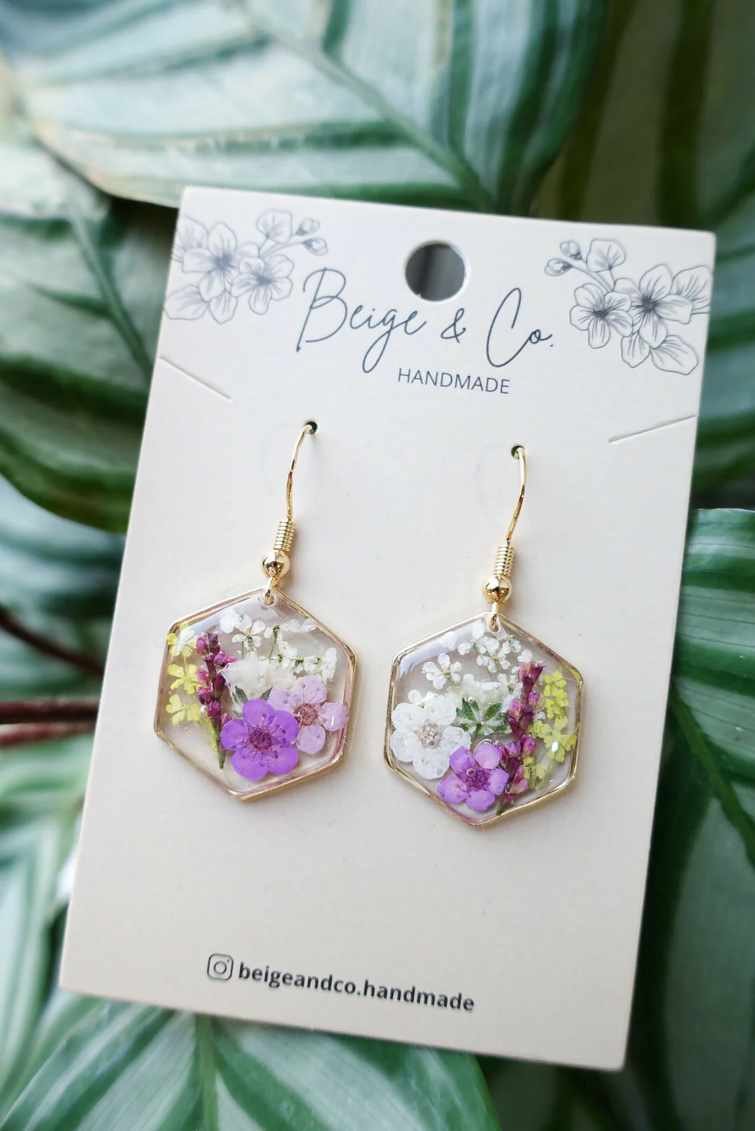 Blossomia Purple Pressed Flower Earrings - Image 2