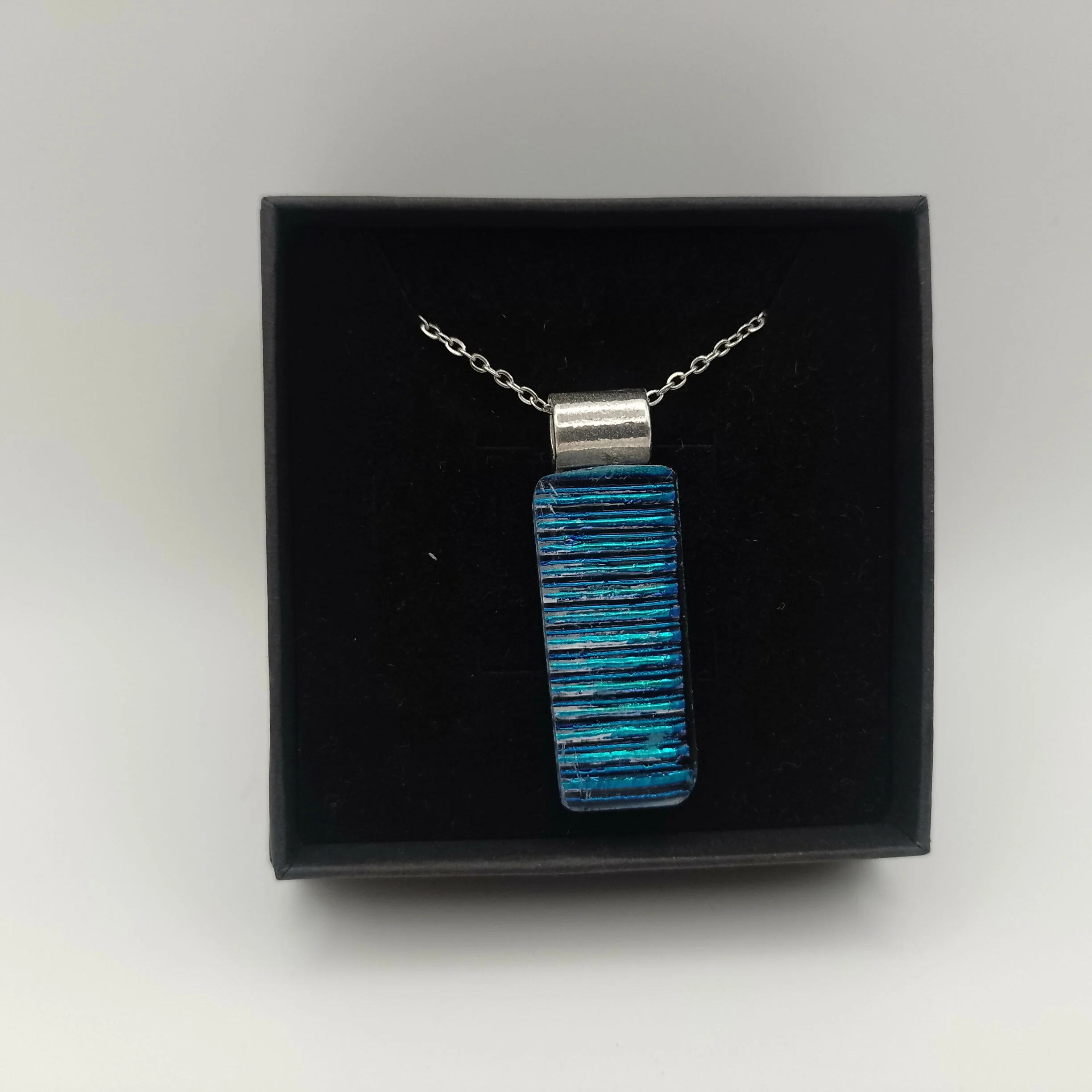 Blue and Green Dichroic Striped Pendant