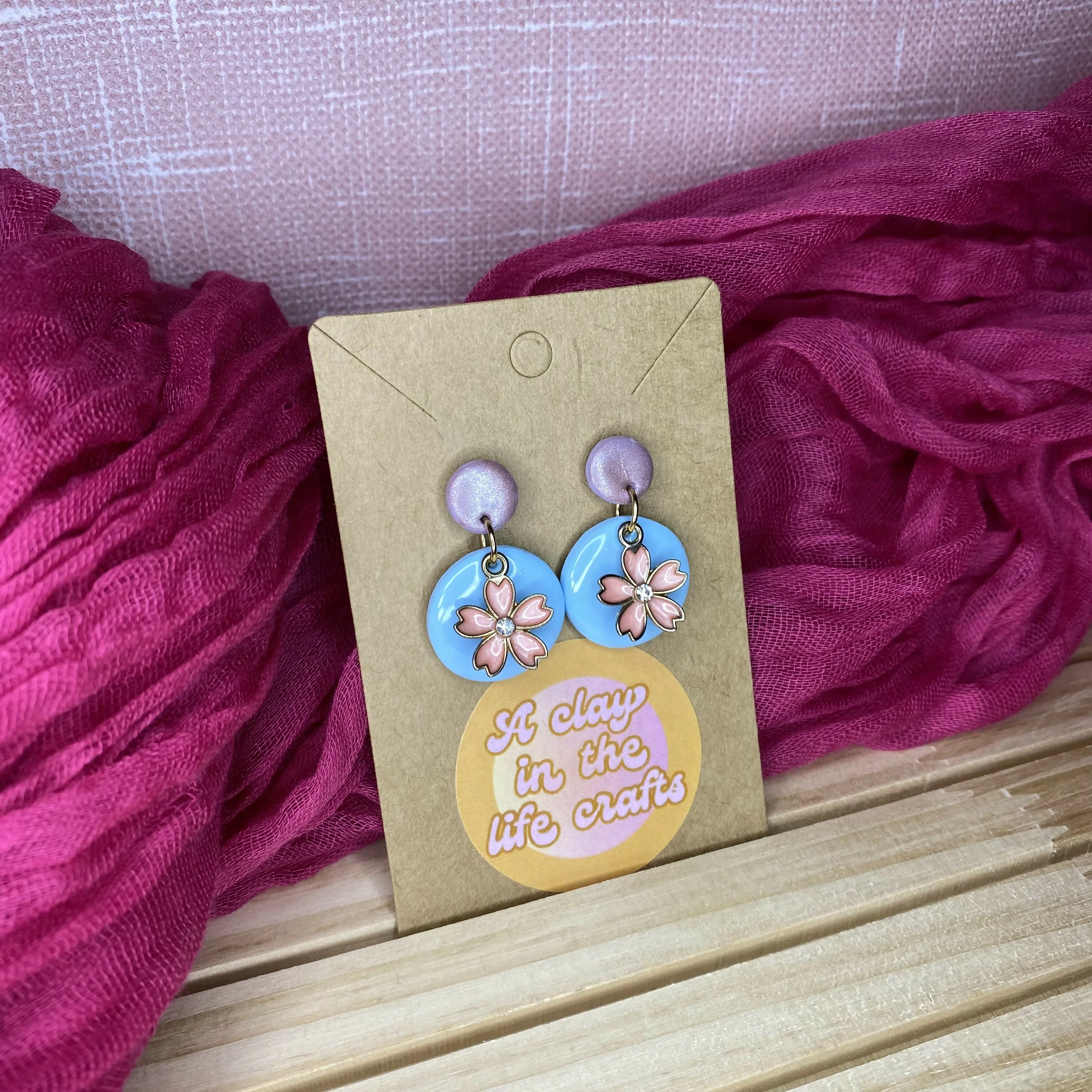 Blue And Purple Polymer Clay Earrings
