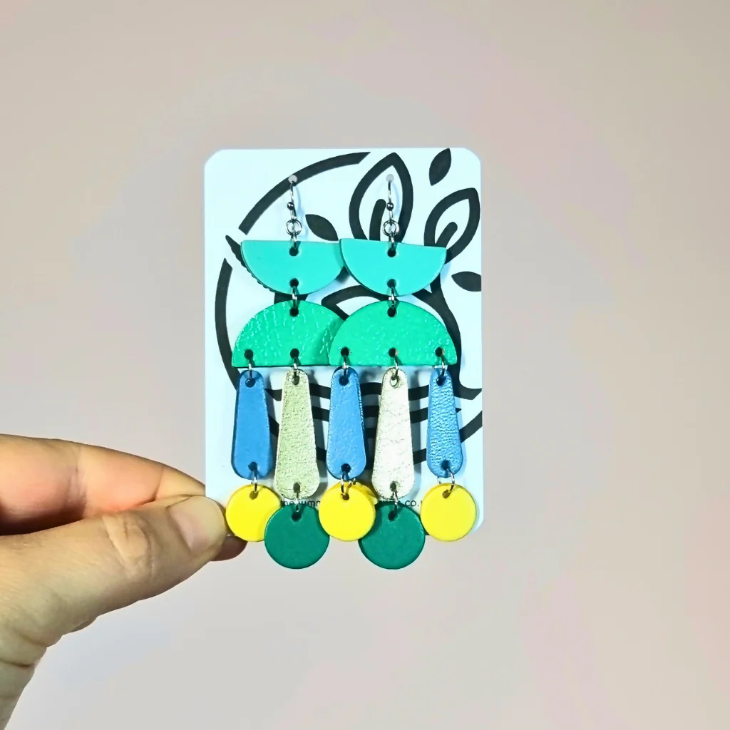 Blue and Turquoise Large Dangly Earrings