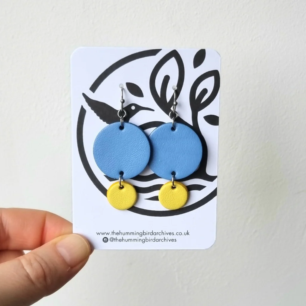 Blue and Yellow Circle Earrings