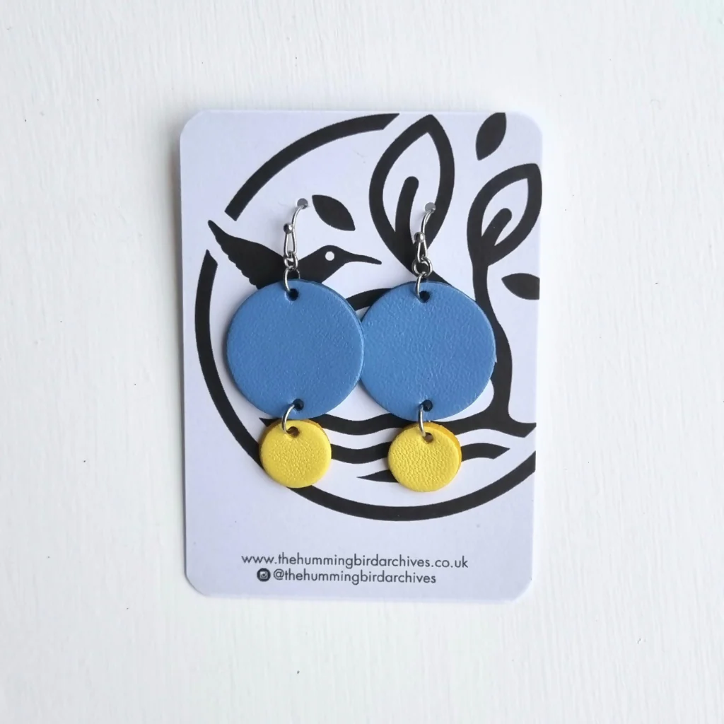 Blue and Yellow Circle Earrings - Image 2